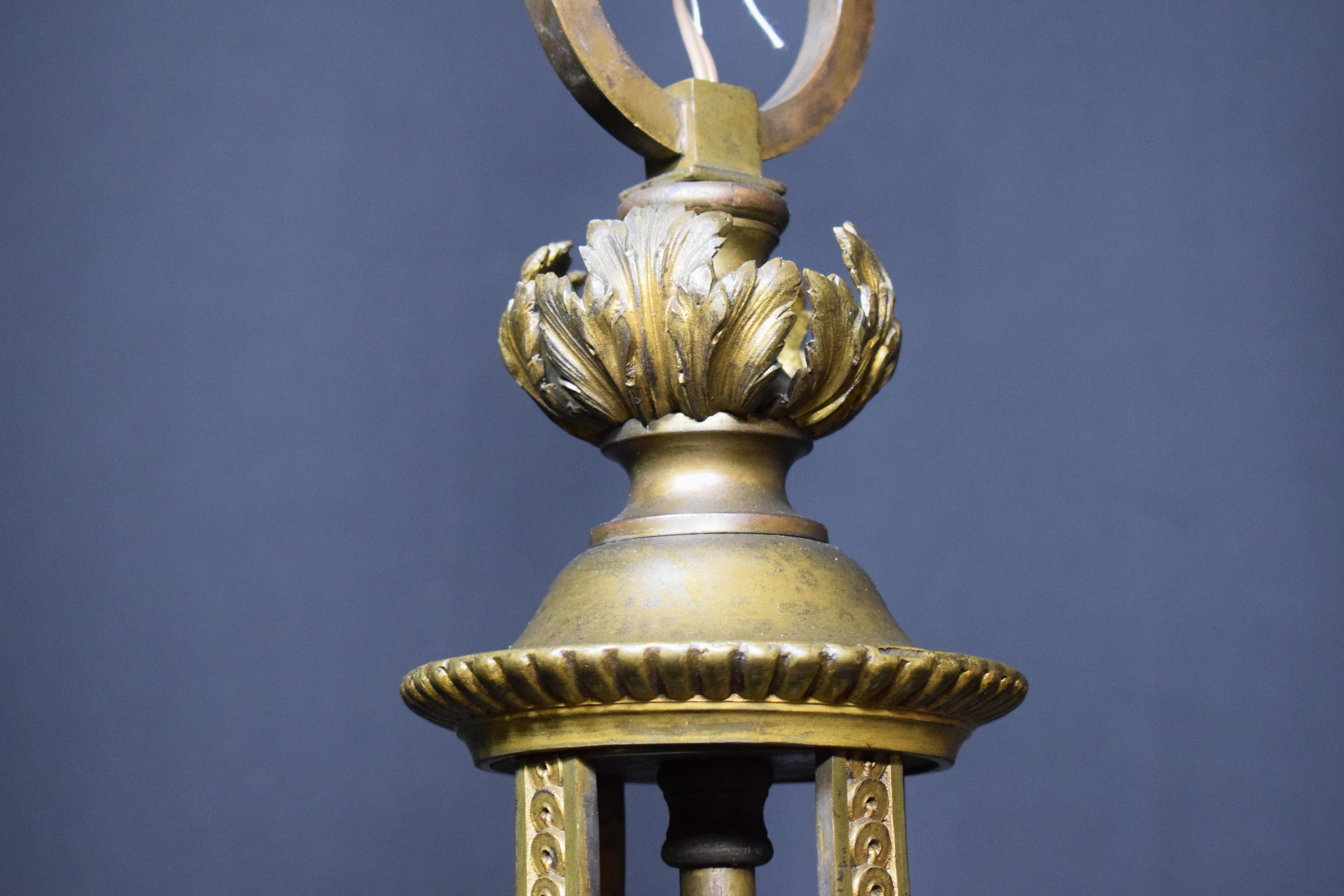 French Gilt Bronze Louis XVI Style Hall Lantern For Sale 2