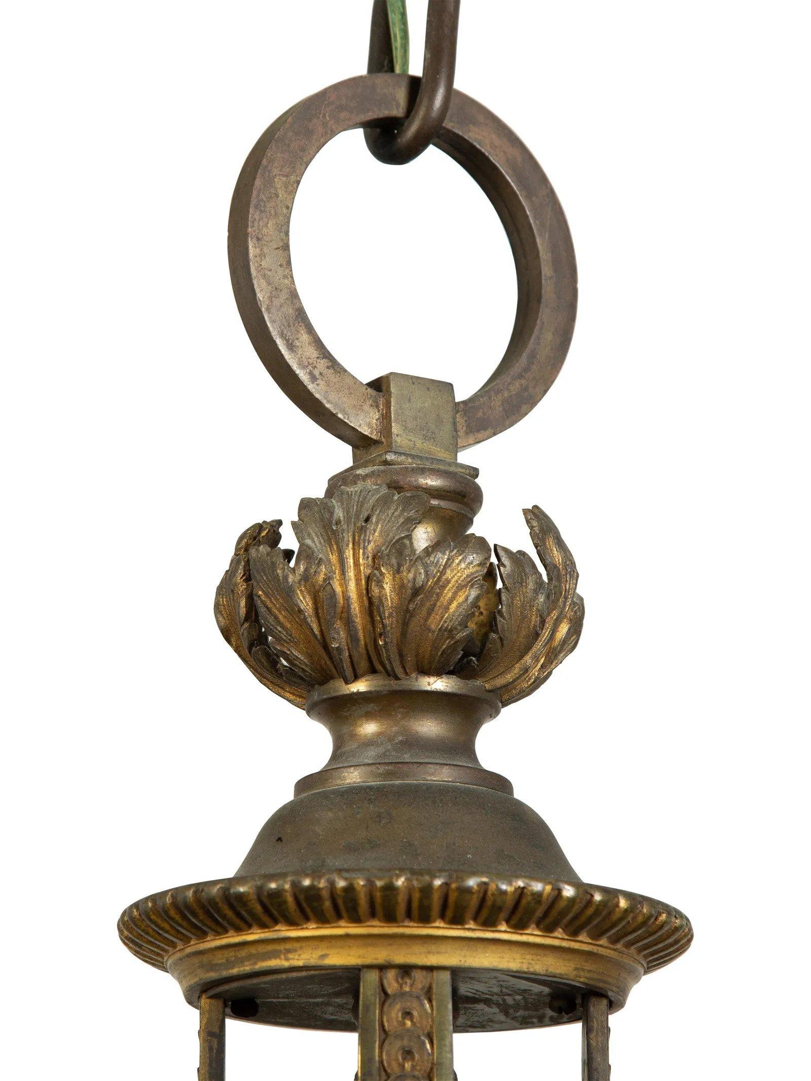 French Gilt Bronze Louis XVI Style Hall Lantern For Sale 4