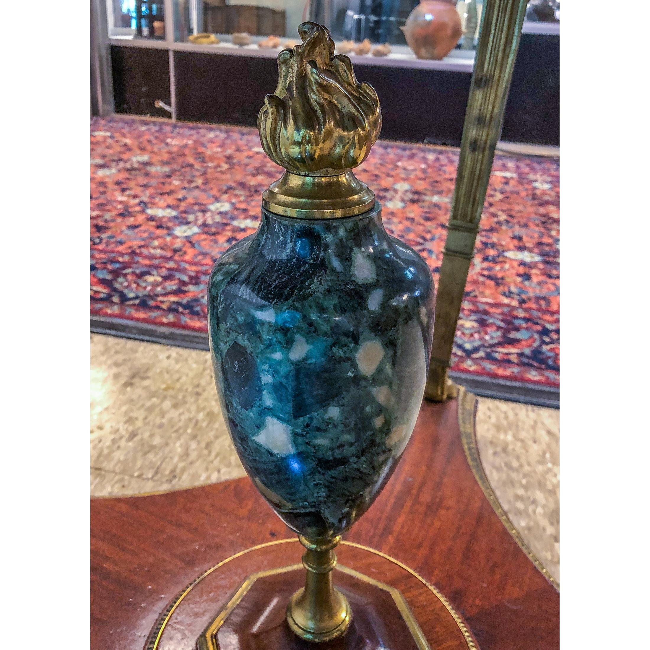 19th Century French Gilt Bronze Mahogany Marble-Top Center Table For Sale