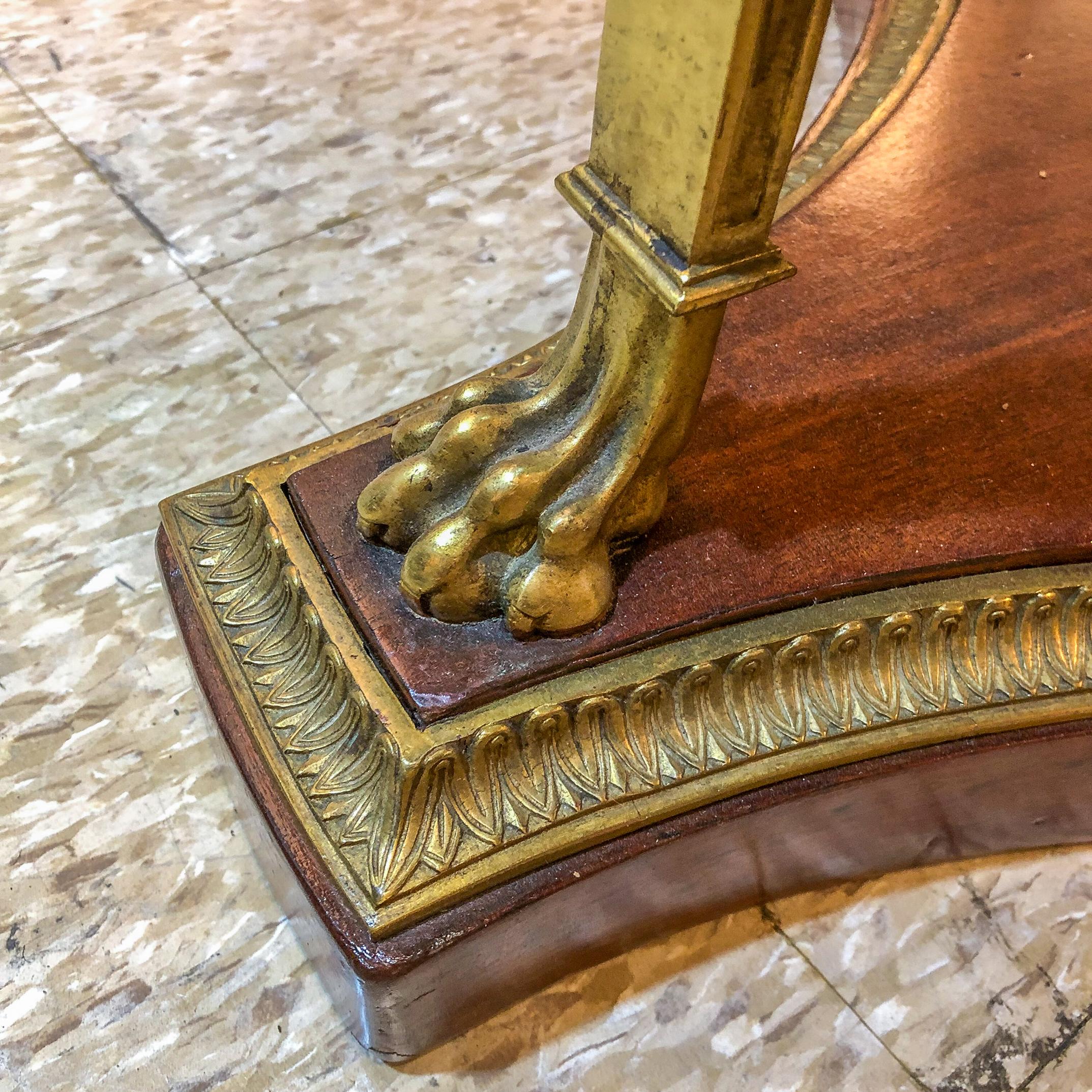 French Gilt Bronze Mahogany Marble-Top Center Table For Sale 4