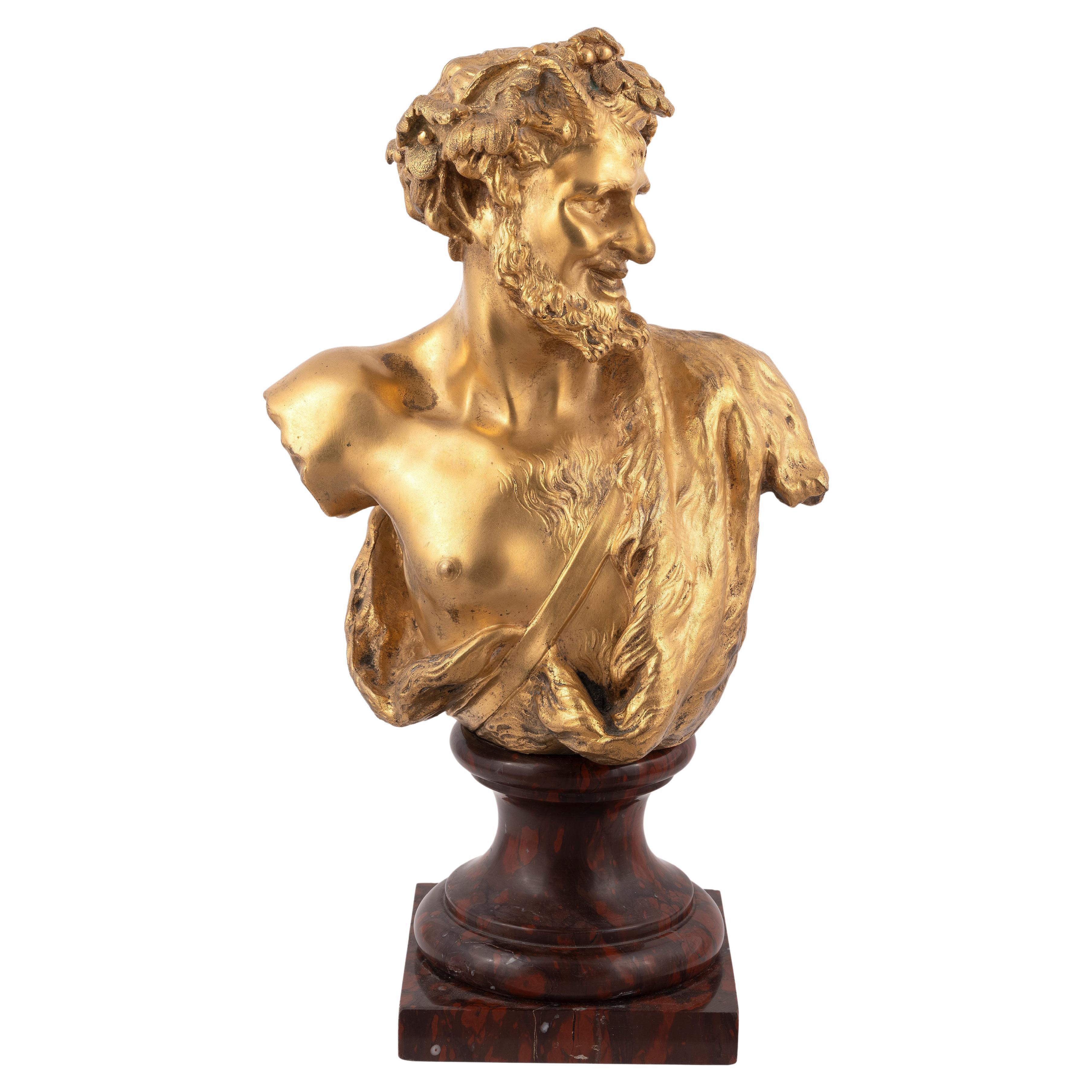A French Gilt Bronze Satyr Claude Michel Clodion (French, 1738-1814) For Sale