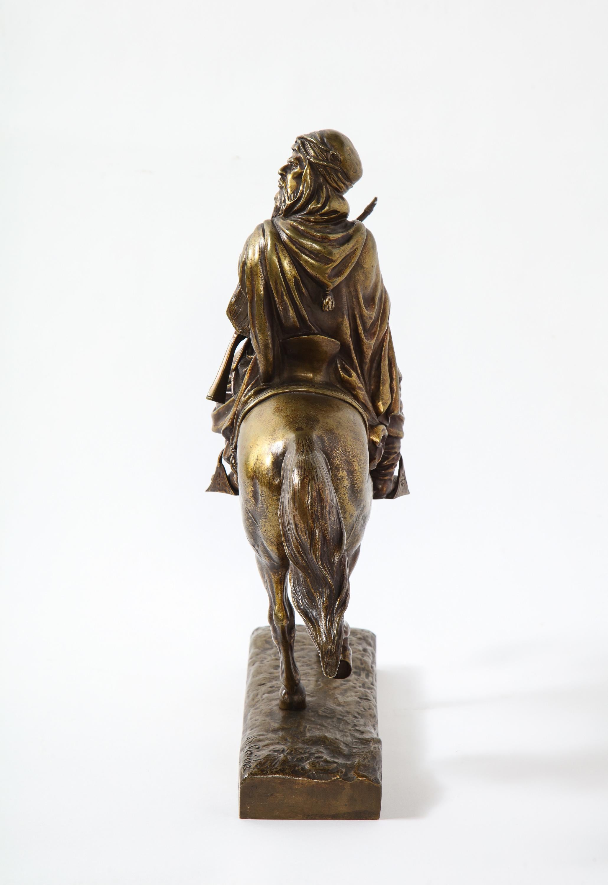 French Gilt Bronze Sculpture of an Arab Riding a Horse, A. De Gericke 5