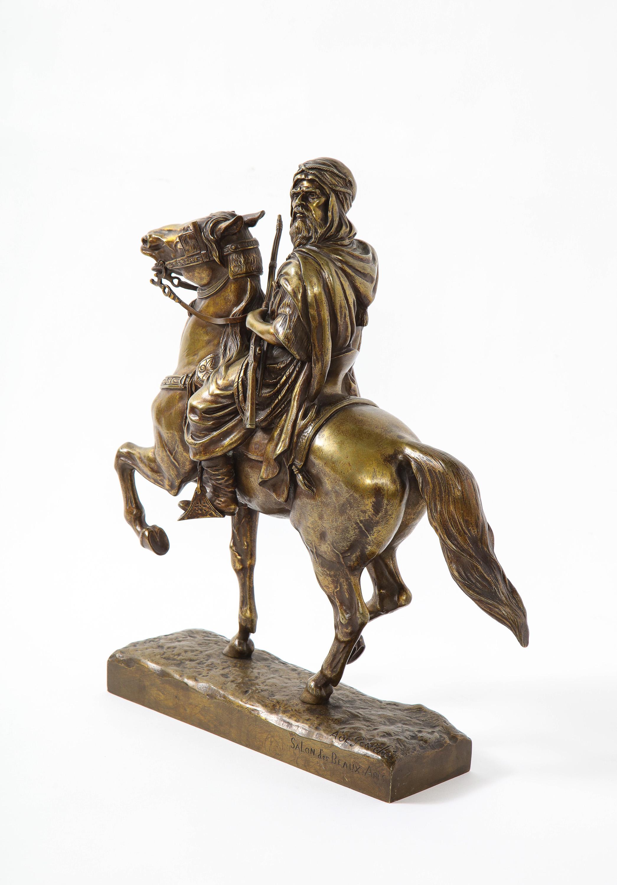 French Gilt Bronze Sculpture of an Arab Riding a Horse, A. De Gericke 6