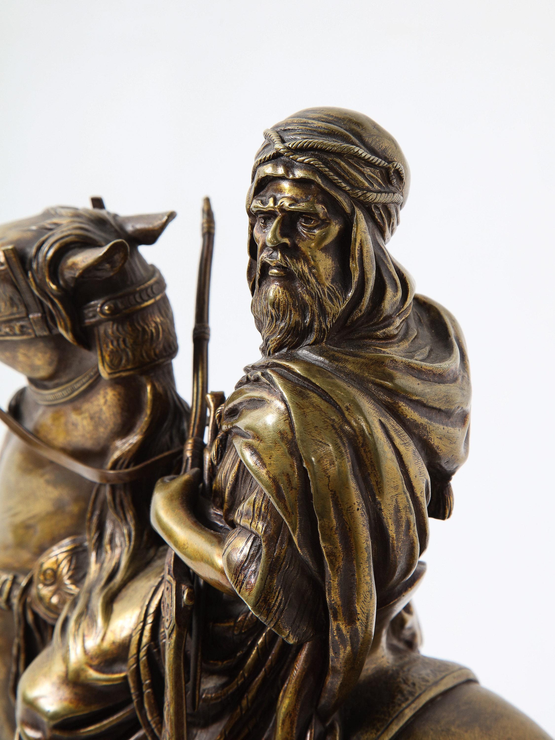 French Gilt Bronze Sculpture of an Arab Riding a Horse, A. De Gericke 7