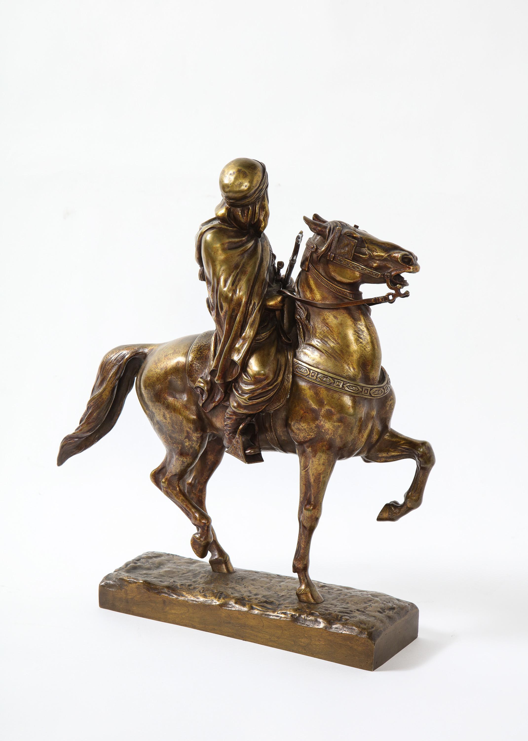 French Gilt Bronze Sculpture of an Arab Riding a Horse, A. De Gericke 2