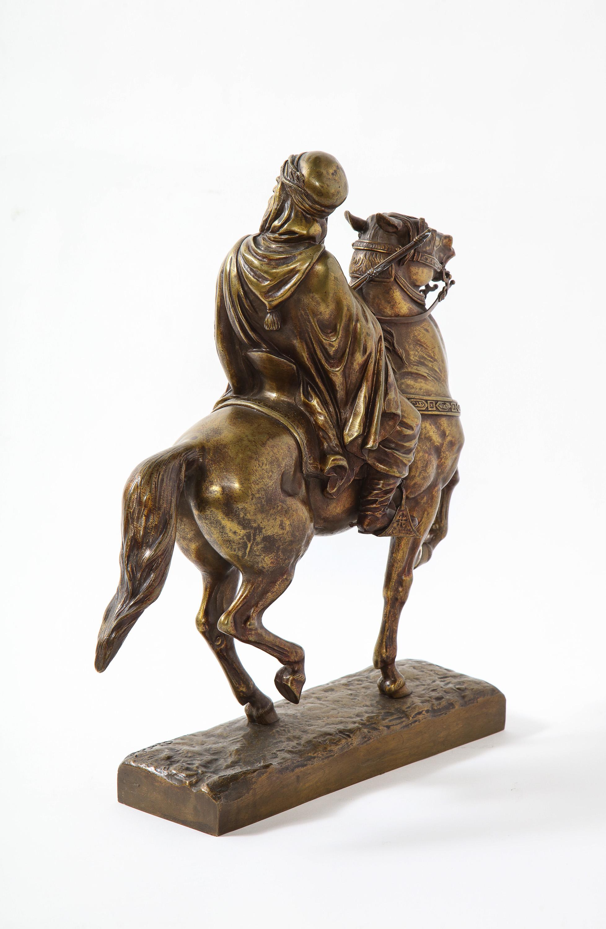 French Gilt Bronze Sculpture of an Arab Riding a Horse, A. De Gericke 4