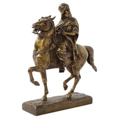 French Gilt Bronze Sculpture of an Arab Riding a Horse, A. De Gericke