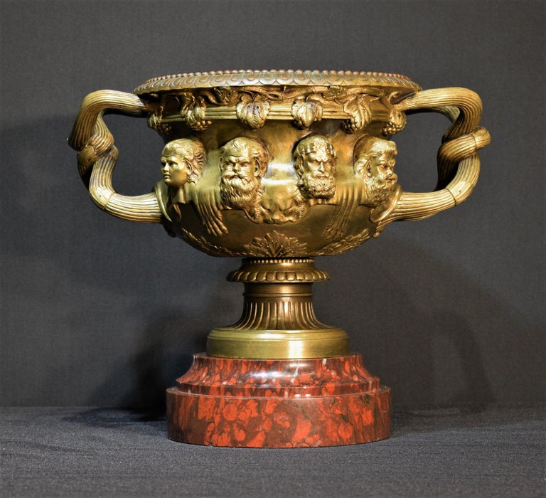 French Gilt Bronze Warwick Vase For Sale at 1stDibs