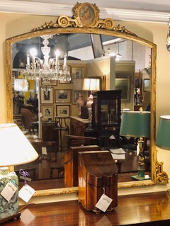 French Gilt Gold over the Mantle or Console Trumeau Mirror