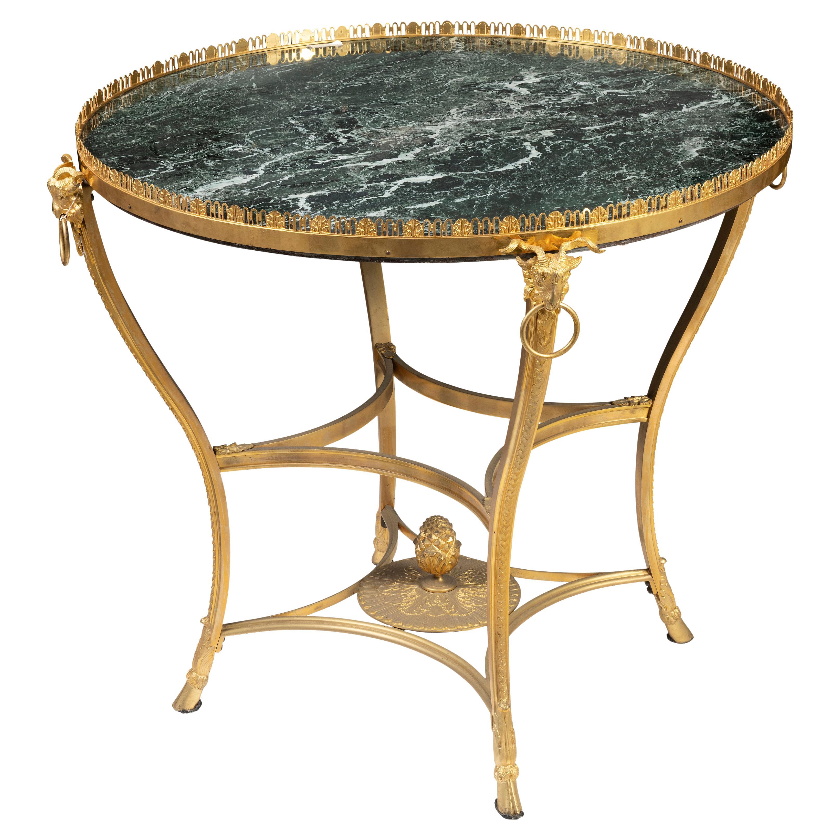 A French Gilt-Metal and Marble Top Gueridon, 19th Century