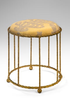 French Gilt Metal Rope Twist Stool