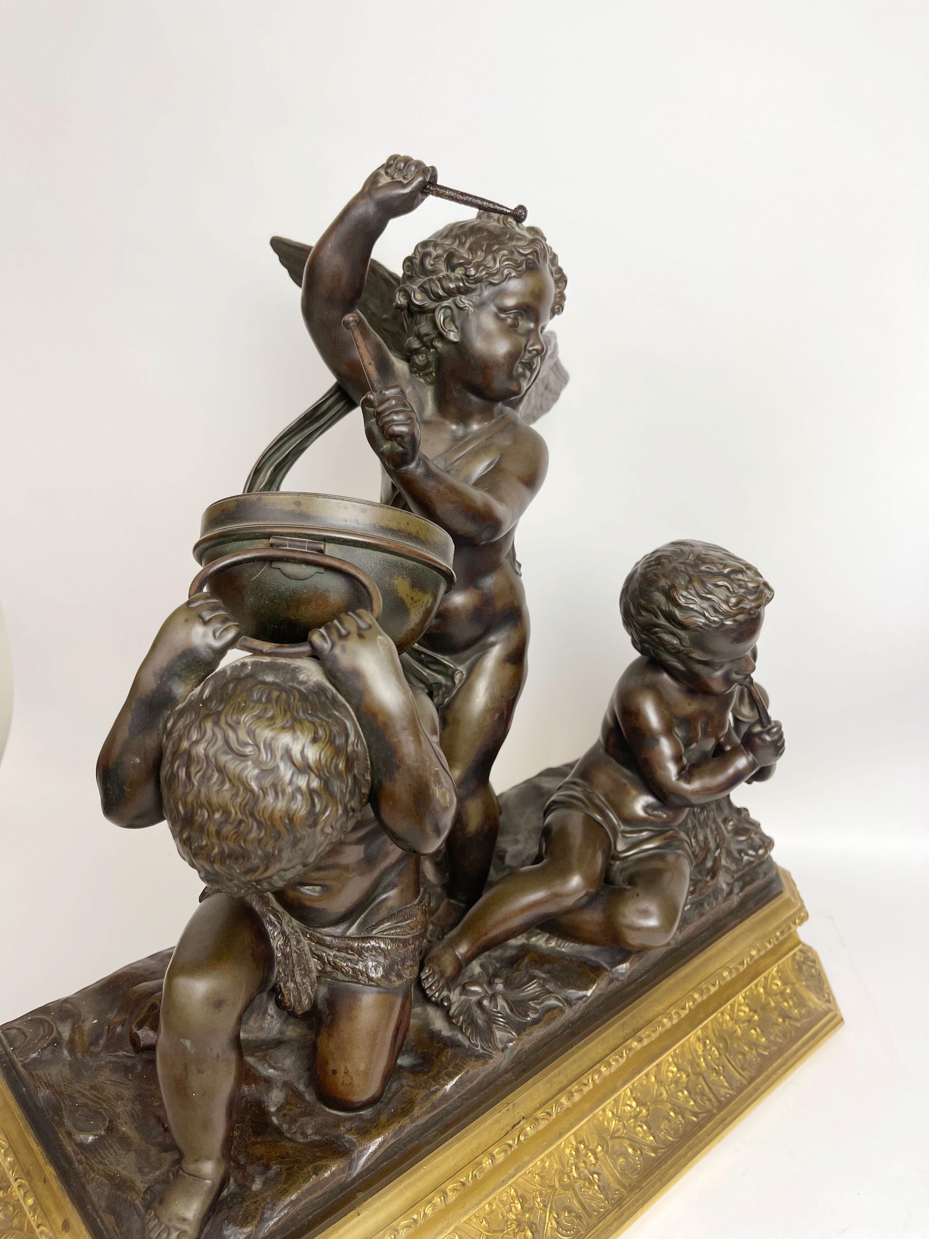 French Gilt & Patinated Bronze Group of Musicien Cherubs by Henry Dasson 4