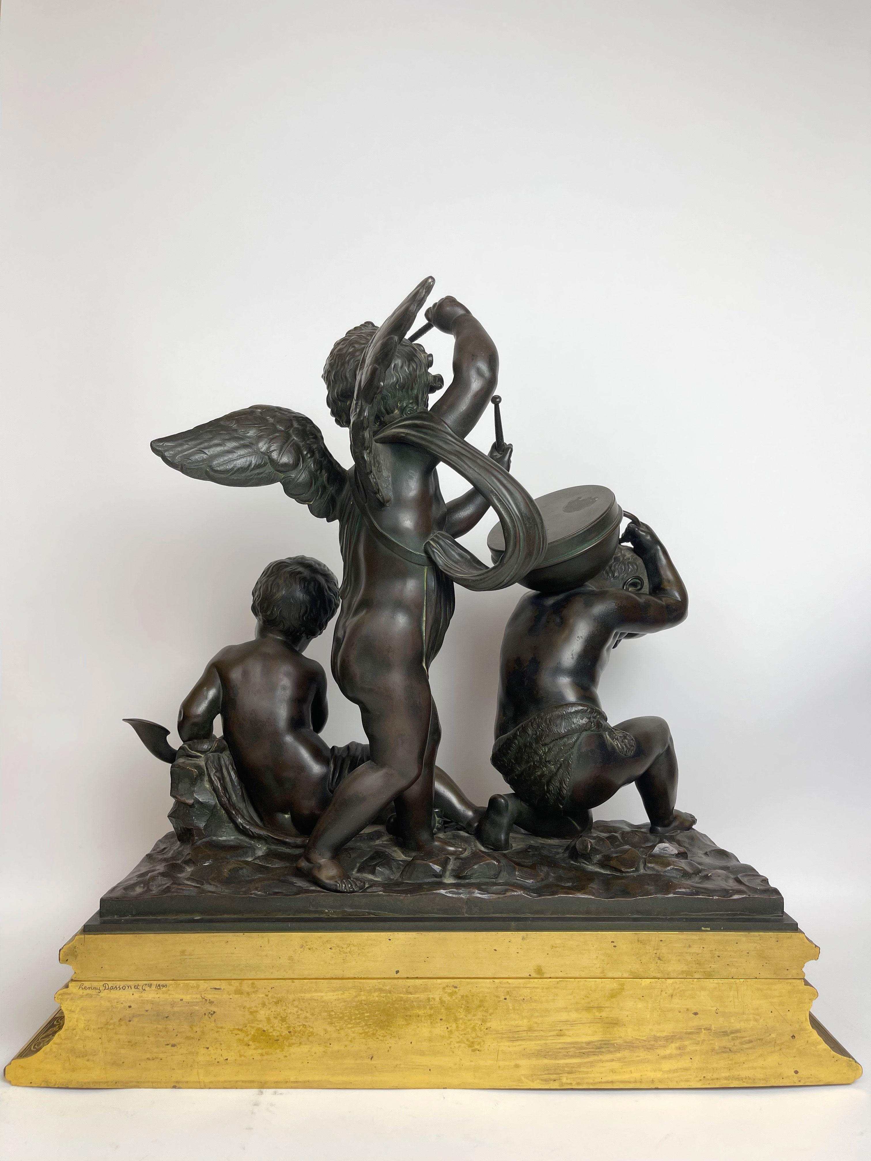 French Gilt & Patinated Bronze Group of Musicien Cherubs by Henry Dasson 6
