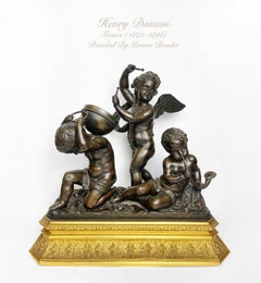 French Gilt & Patinated Bronze Group of Musicien Cherubs by Henry Dasson
