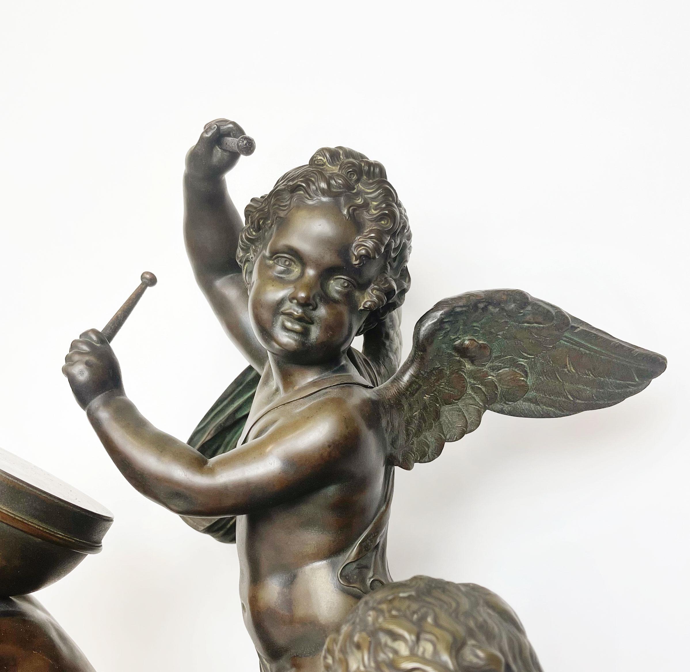19th Century French Gilt & Patinated Bronze Group of Musicien Cherubs by Henry Dasson