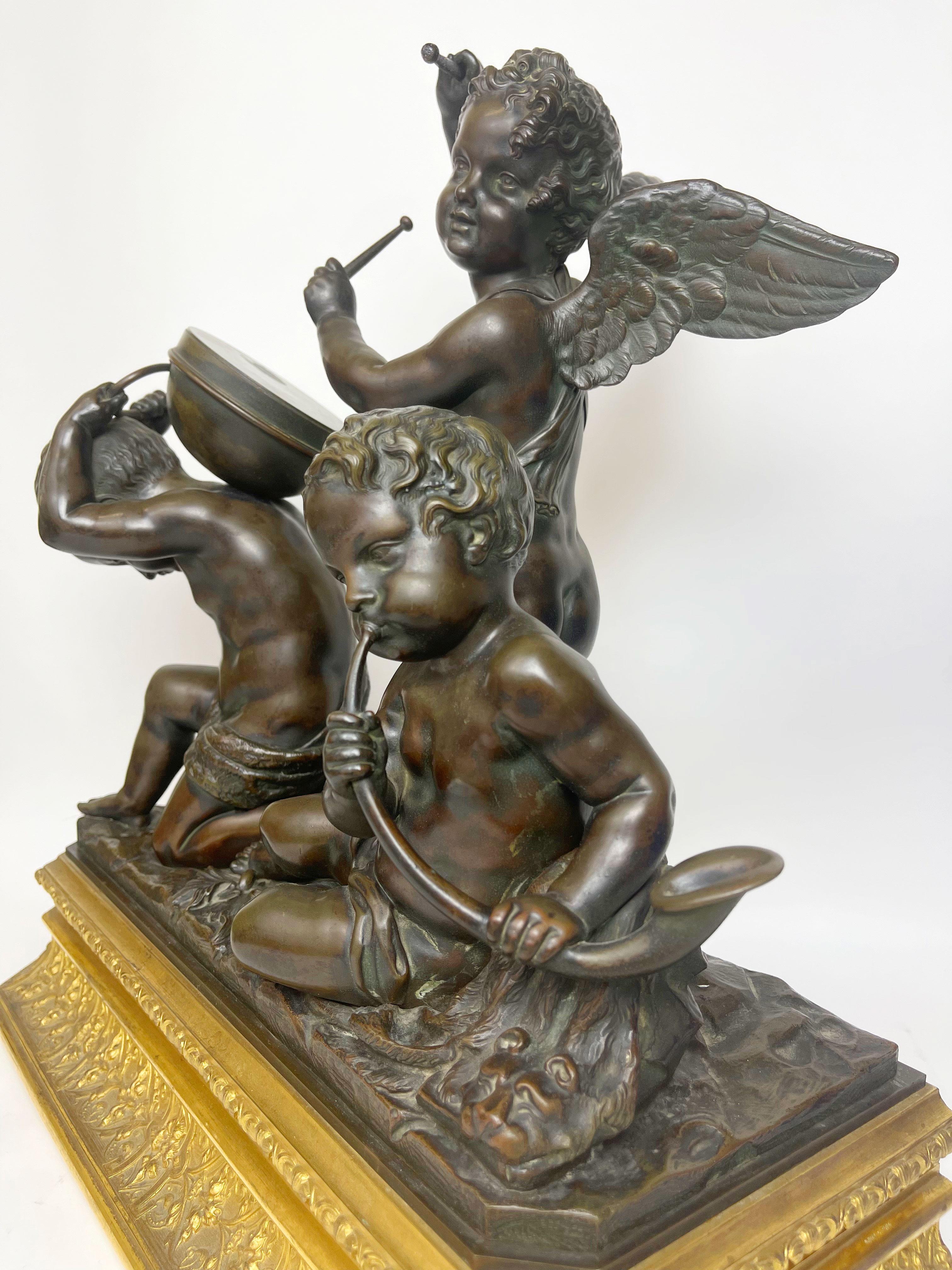 French Gilt & Patinated Bronze Group of Musicien Cherubs by Henry Dasson 2