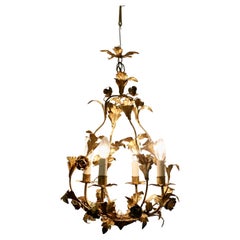 A French Gilt Toleware Open Basket Ceiling Light