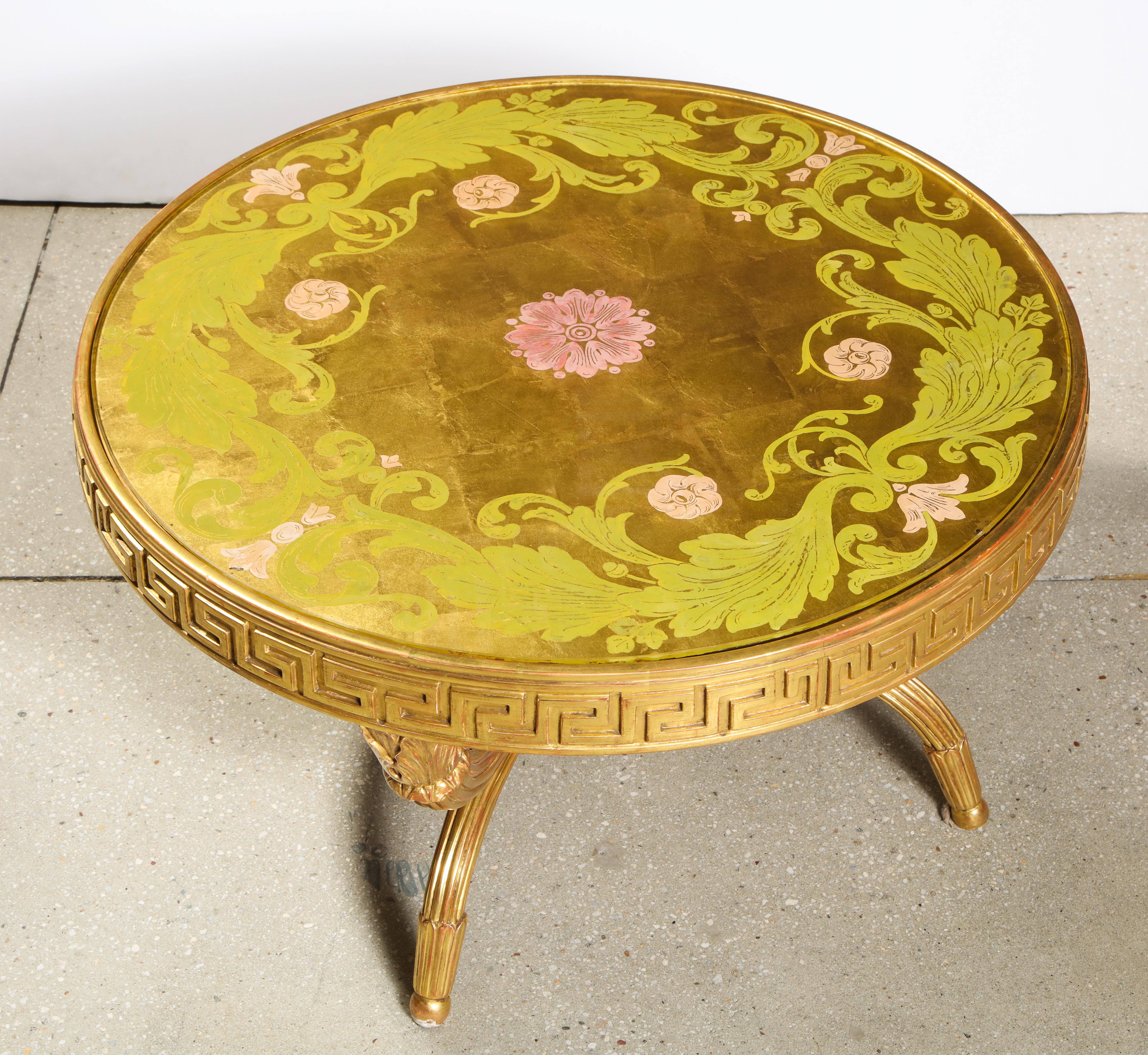 French Giltwood and Églomisé Cocktail/Coffee Table with Greek Key Design 6