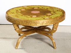 French Giltwood and Églomisé Cocktail/Coffee Table with Greek Key Design