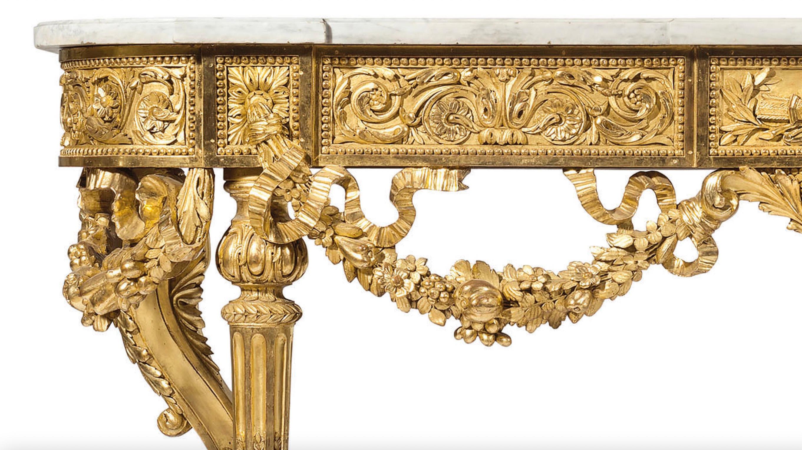 Français Console en bois doré de style Louis XVI Fin du 19e siècle en vente