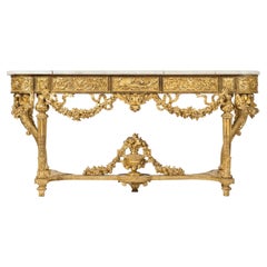 French Giltwood Console of Louis XVI Style Late 19th Century