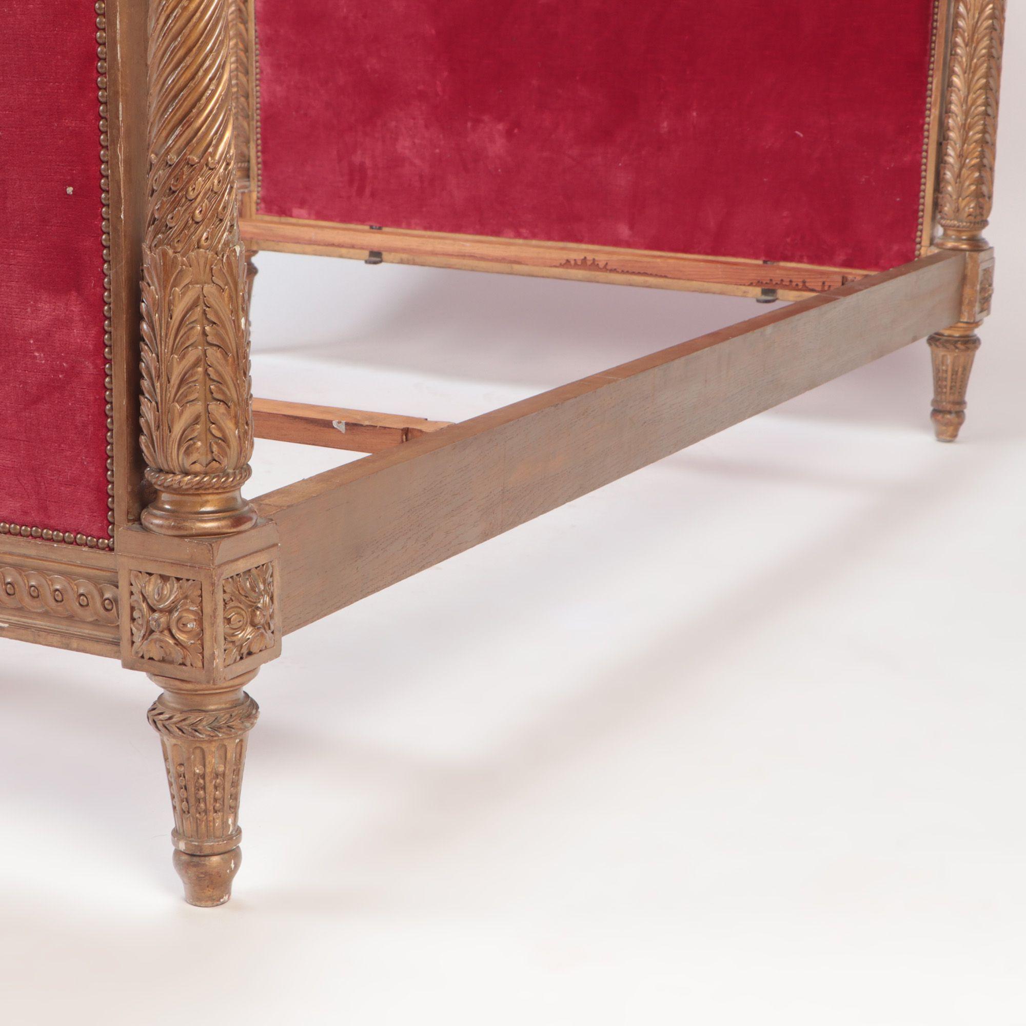 French Giltwood Louis XVI Style Full Size Bed, C 1900 In Good Condition For Sale In Philadelphia, PA