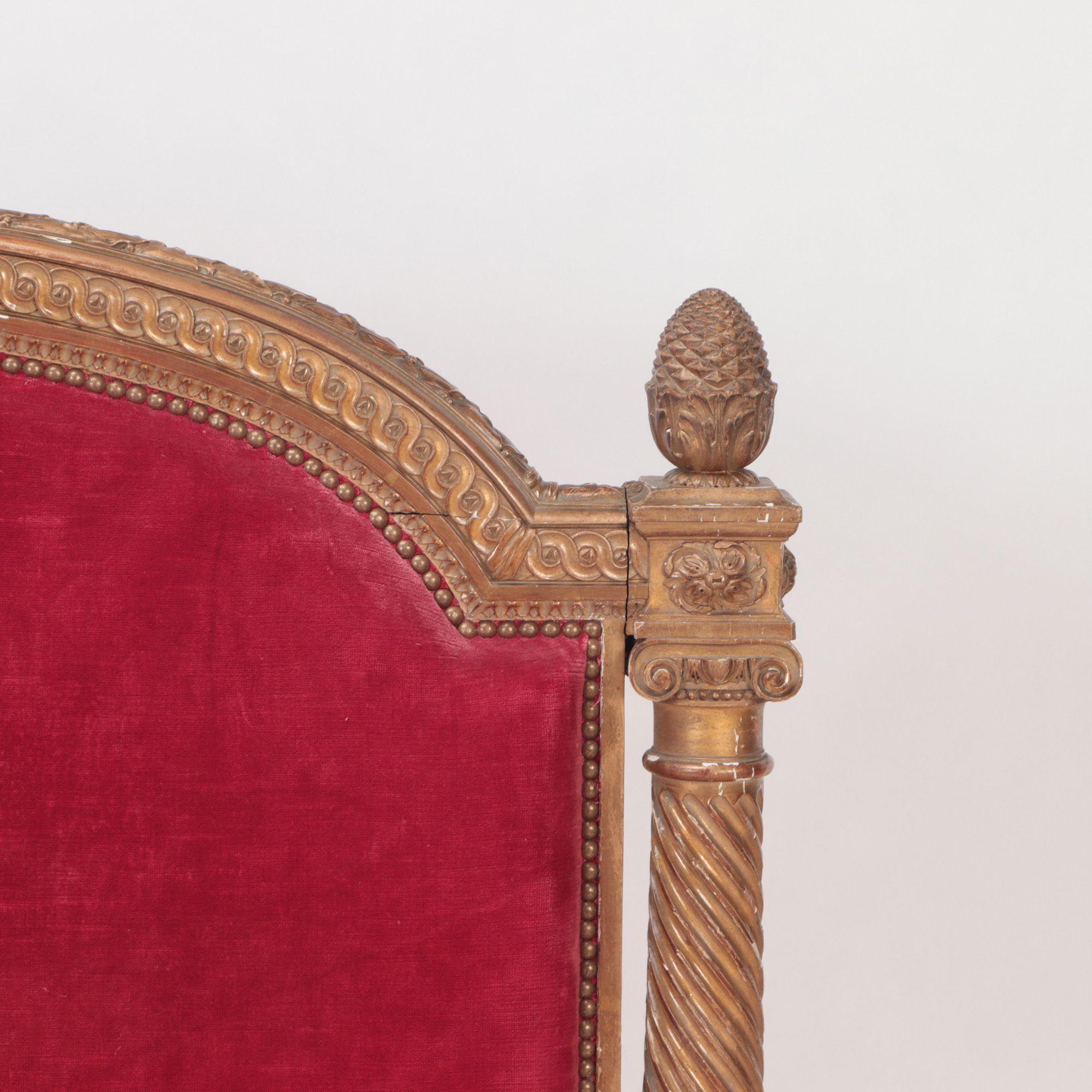 Français Lit de style Louis XVI en bois doré français, vers 1900 en vente