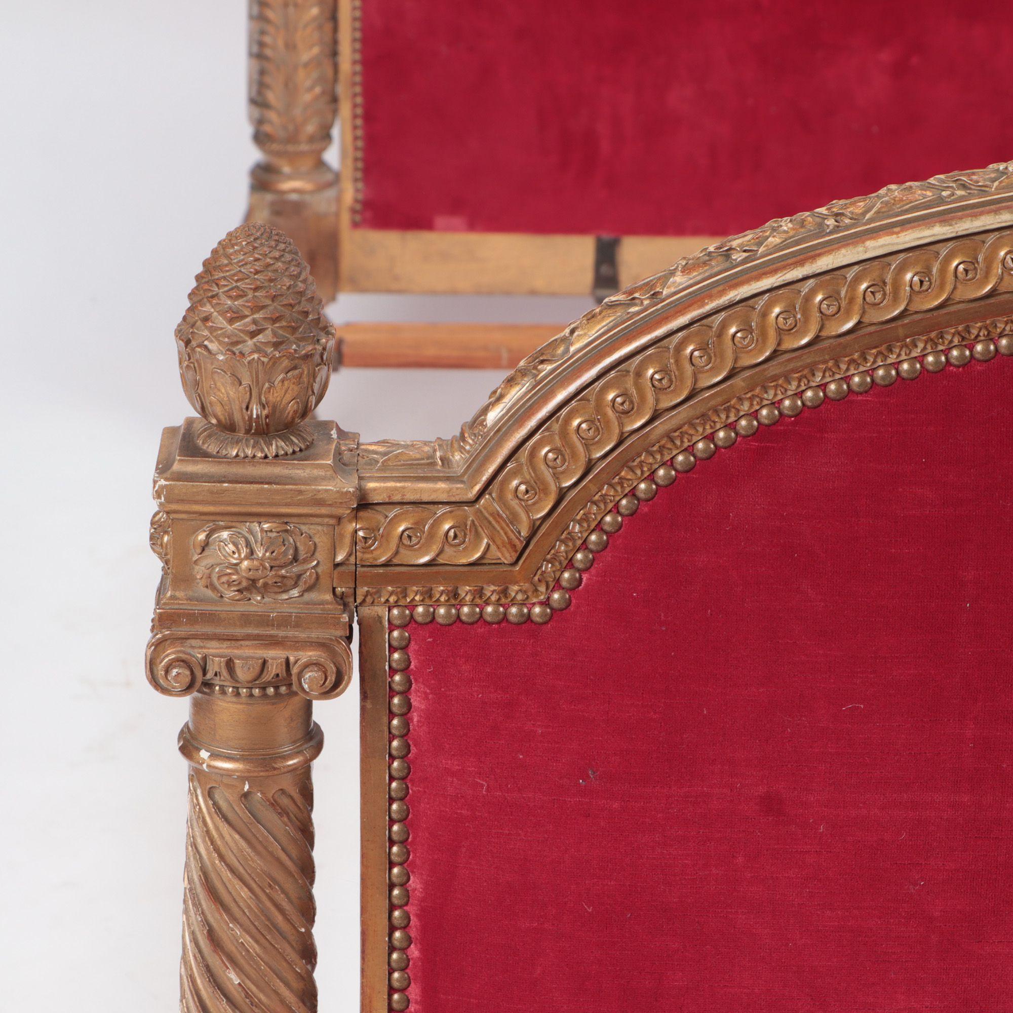 Début du 20ème siècle Lit de style Louis XVI en bois doré français, vers 1900 en vente