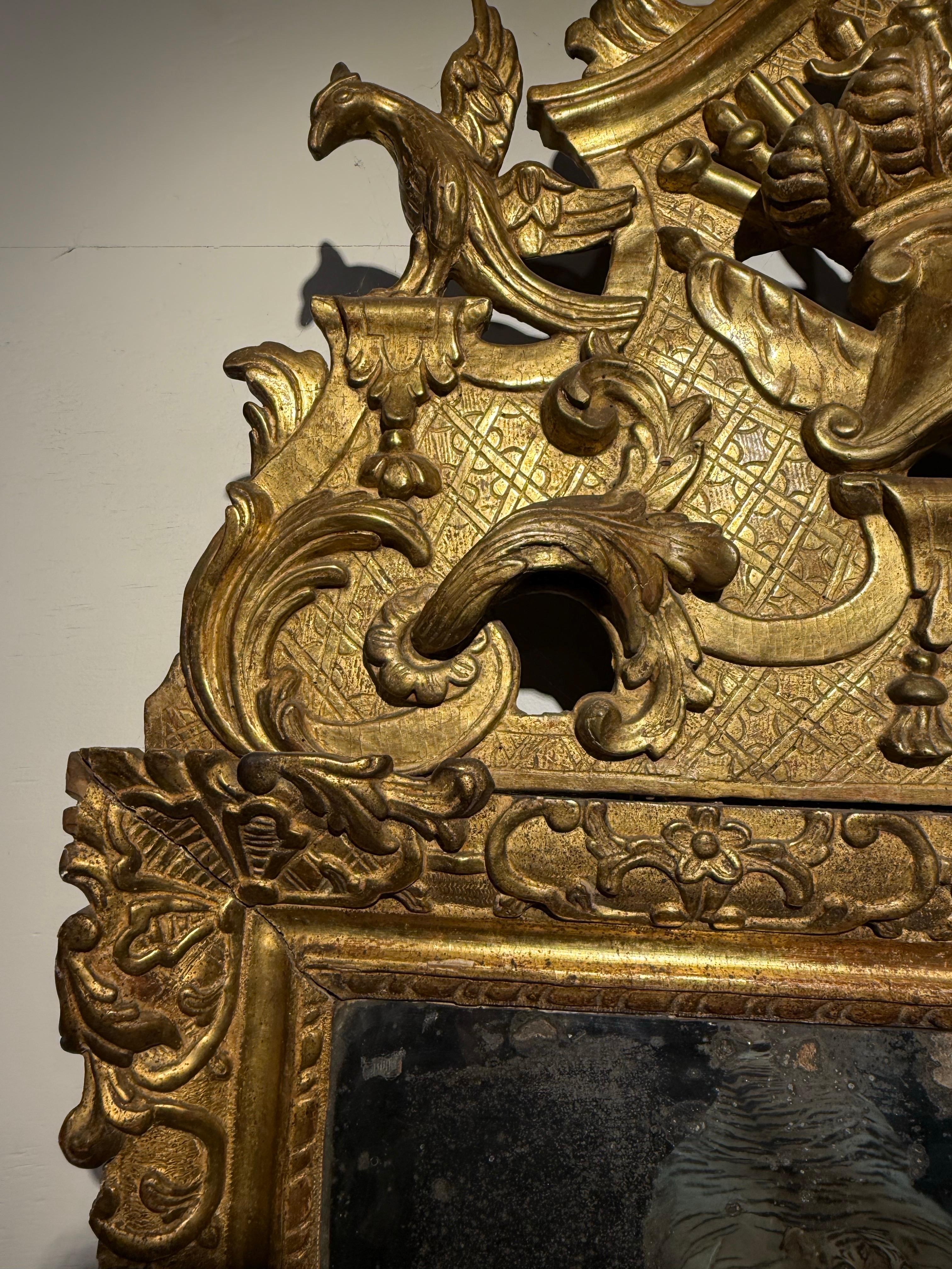 A French Giltwood Over Mantle Mirror, 18th Century For Sale 5