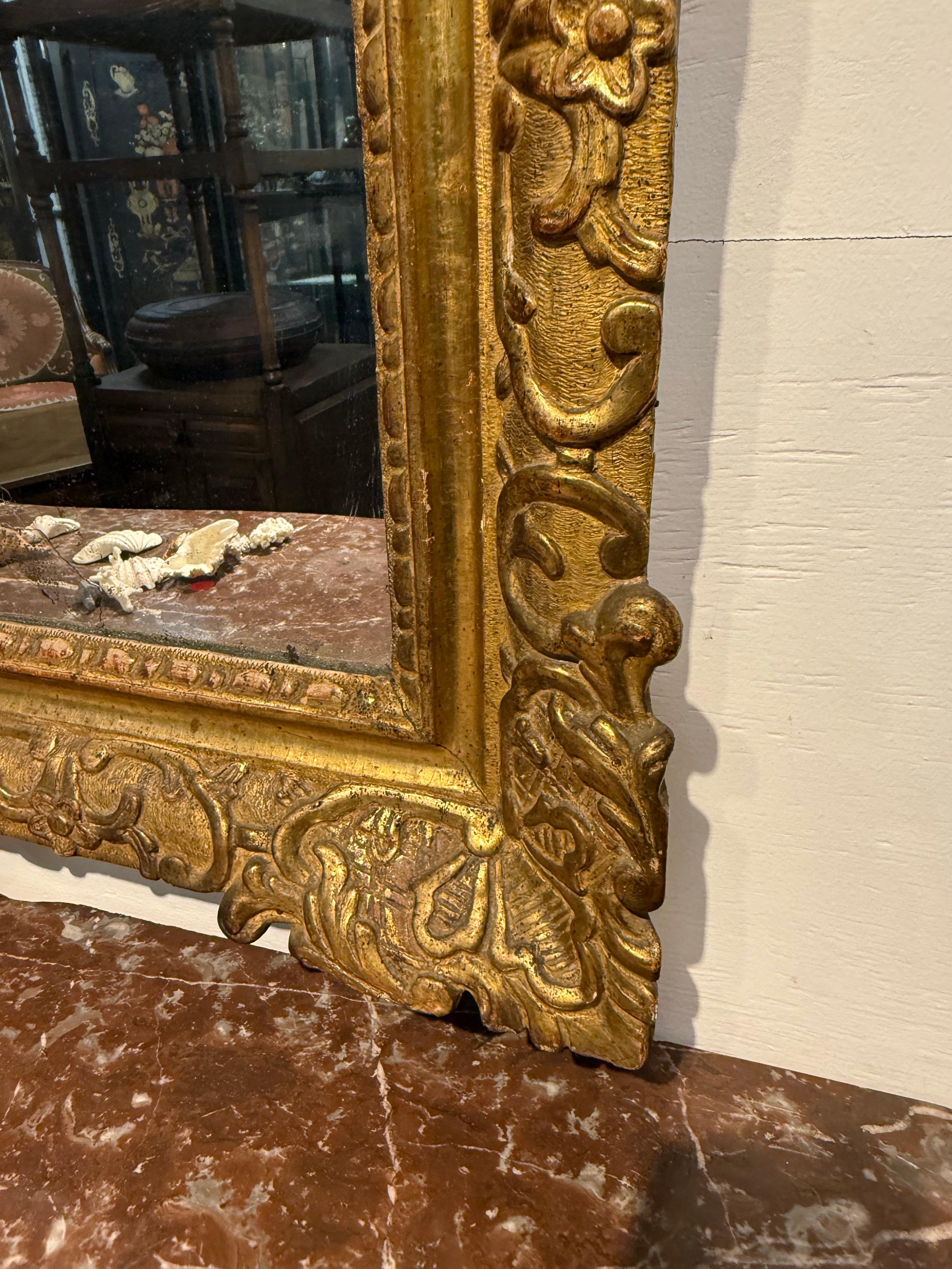 A French Giltwood Over Mantle Mirror, 18th Century For Sale 7