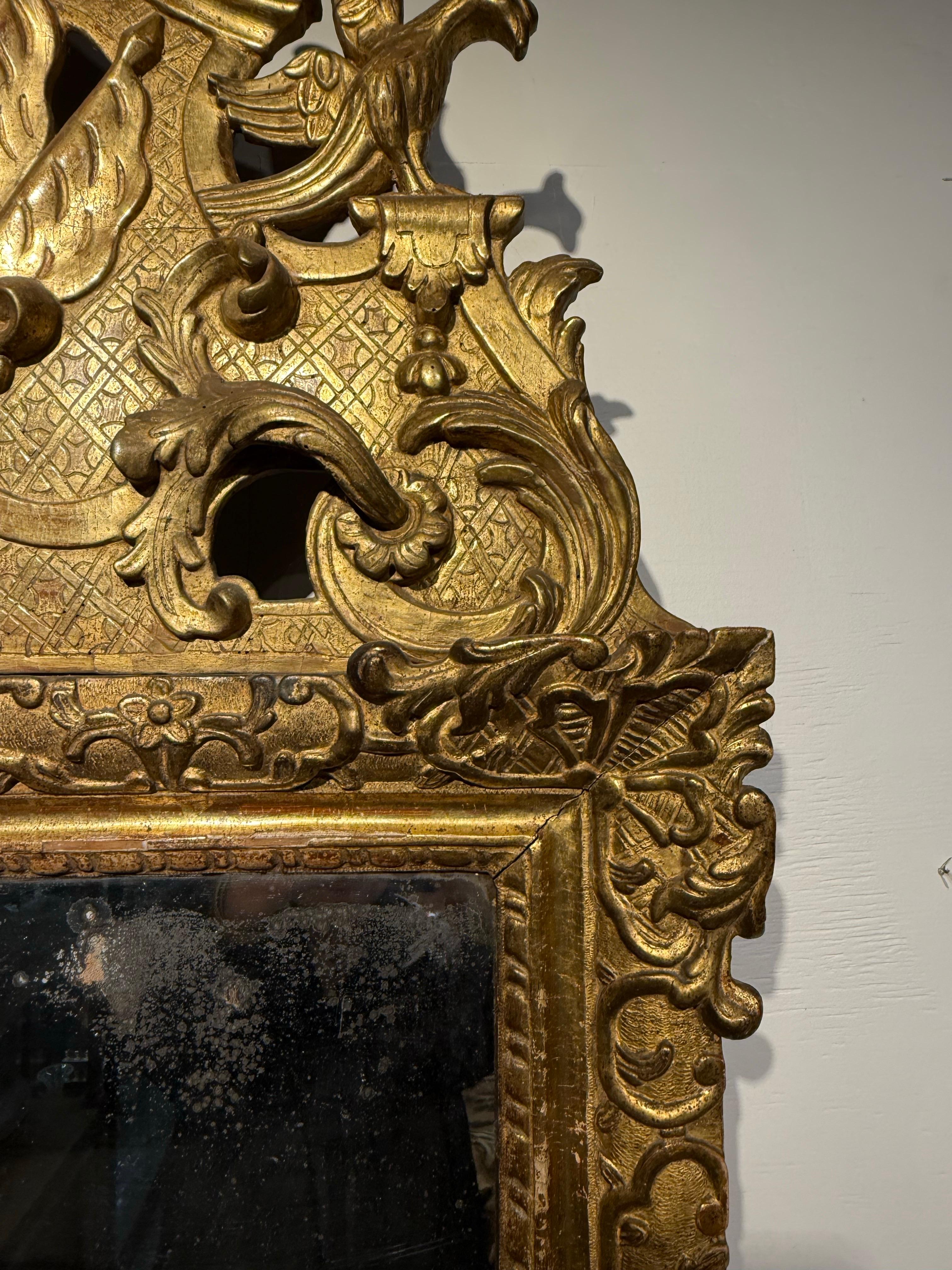 A French Giltwood Over Mantle Mirror, 18th Century For Sale 2