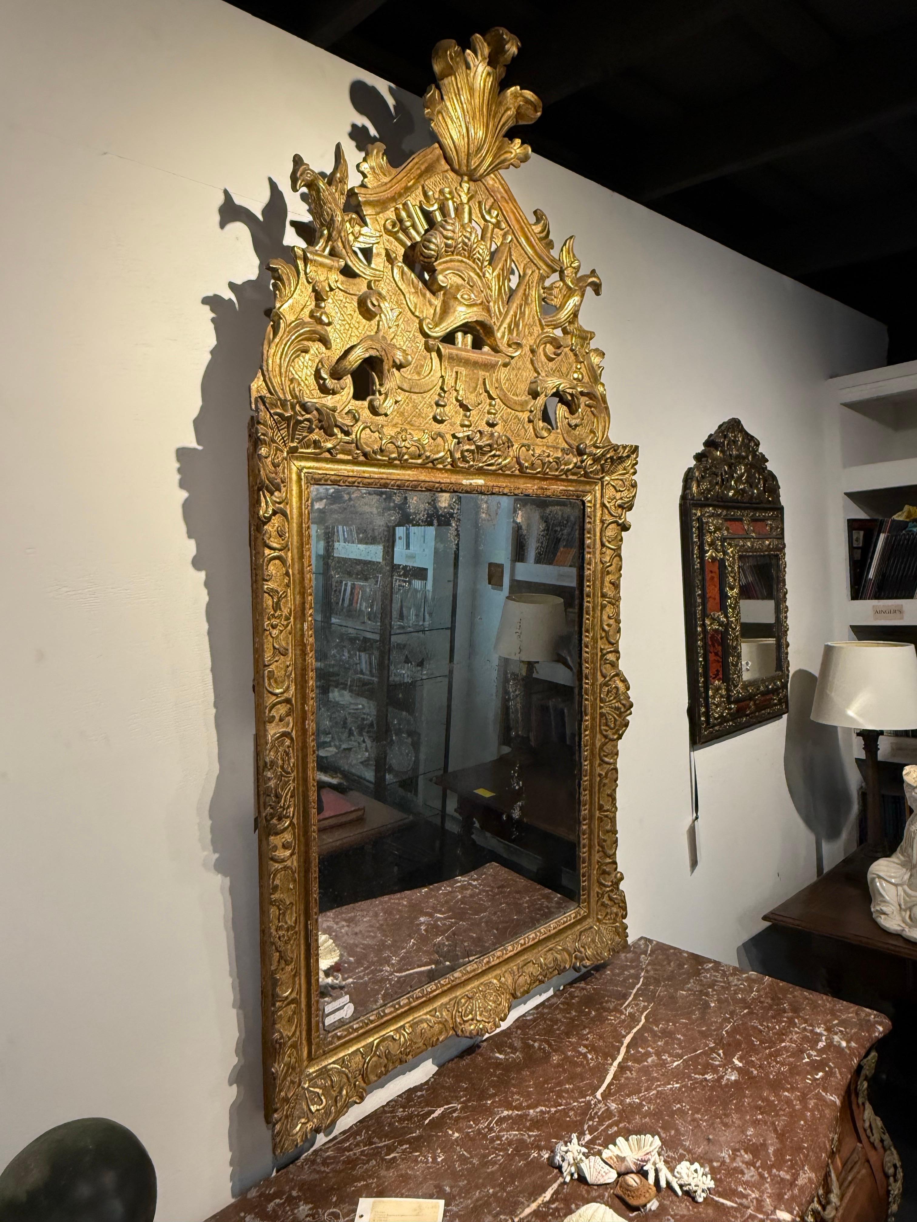 A French Giltwood Over Mantle Mirror, 18th Century For Sale 3