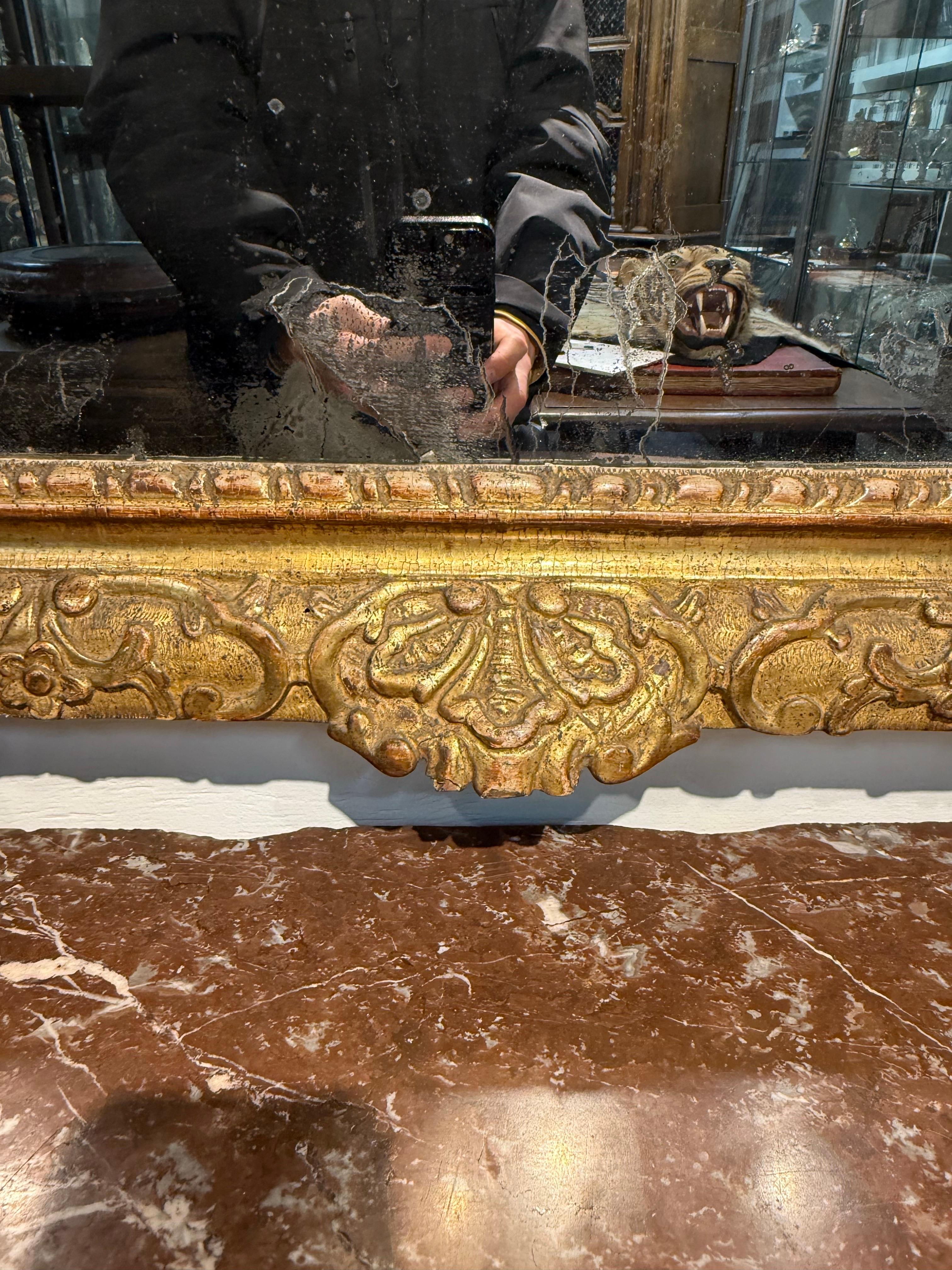 A French Giltwood Over Mantle Mirror, 18th Century For Sale 4
