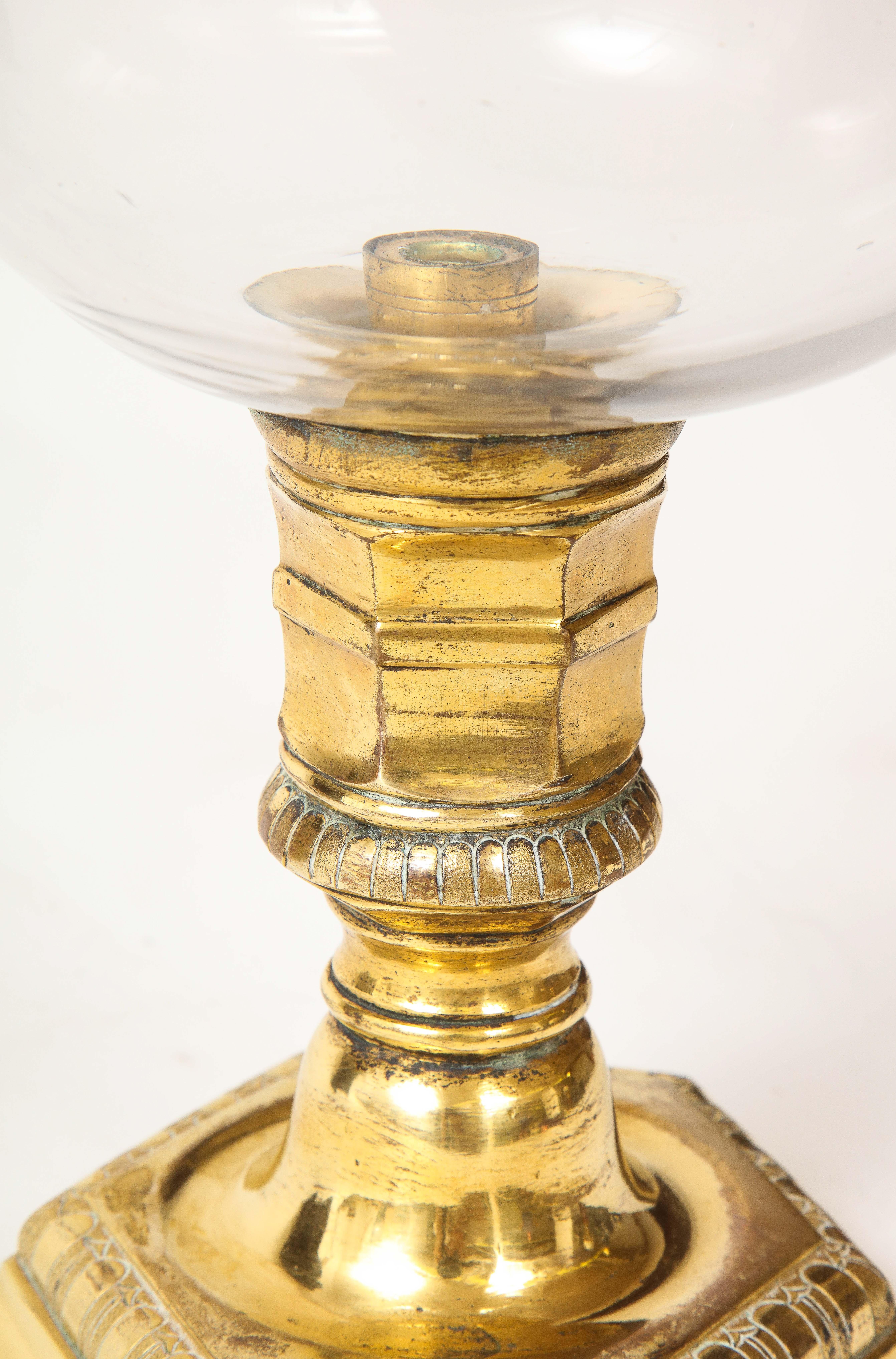 French Glass and Gilt Bronze Photophore In Good Condition In New York, NY