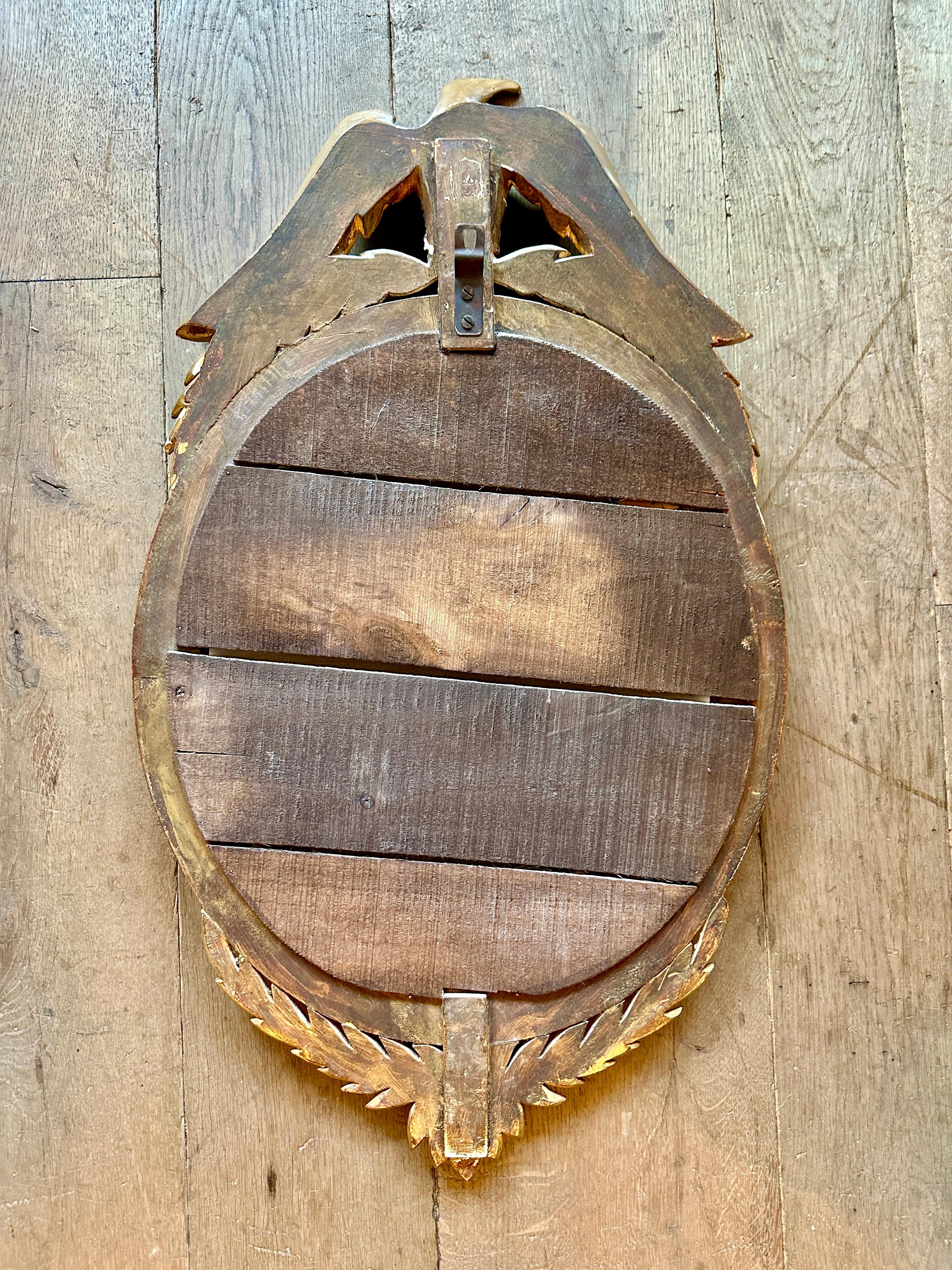 A French Gold Gilt Oval  Convex  Eagle Crested Mirror 4