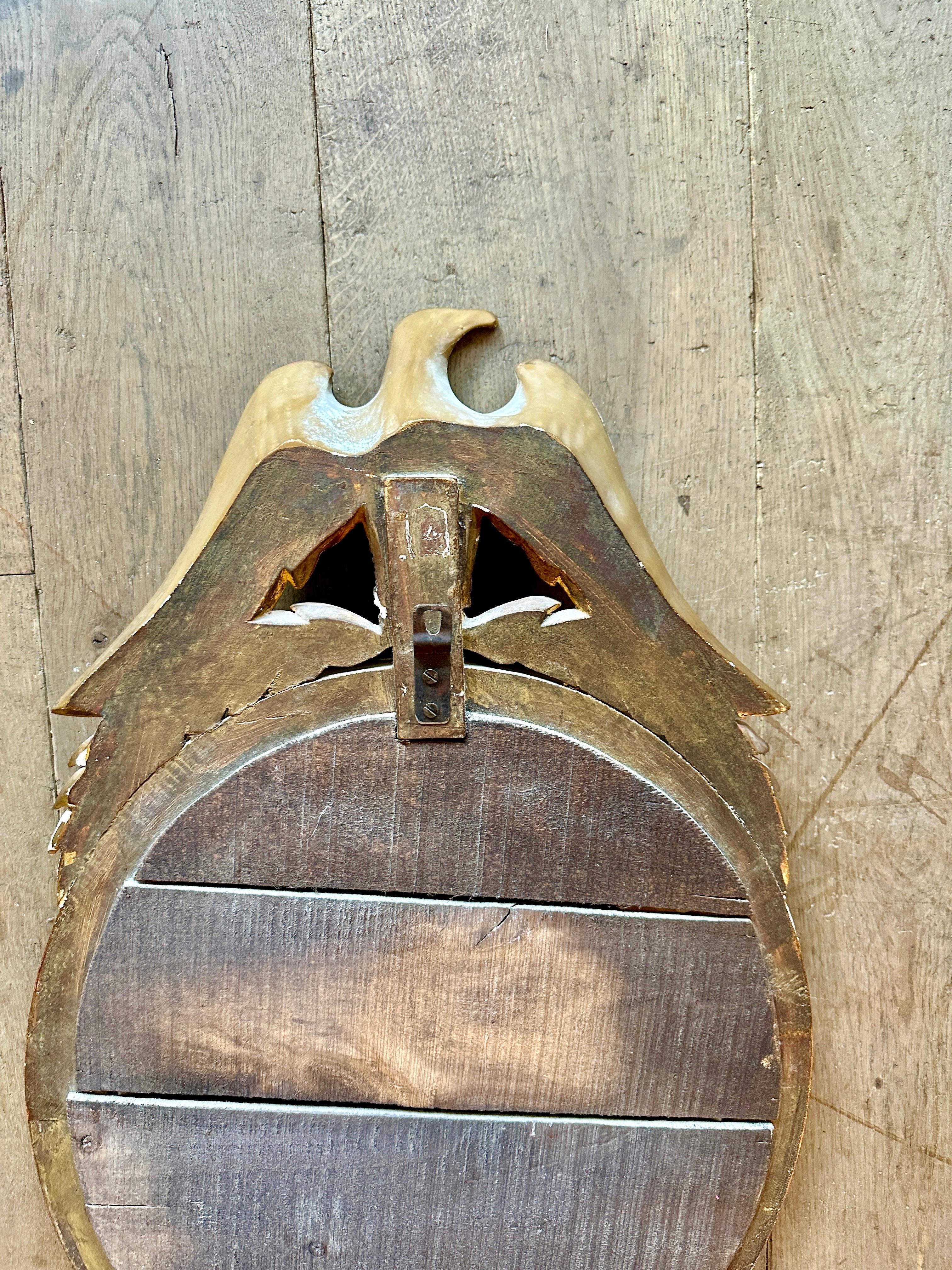A French Gold Gilt Oval  Convex  Eagle Crested Mirror 5