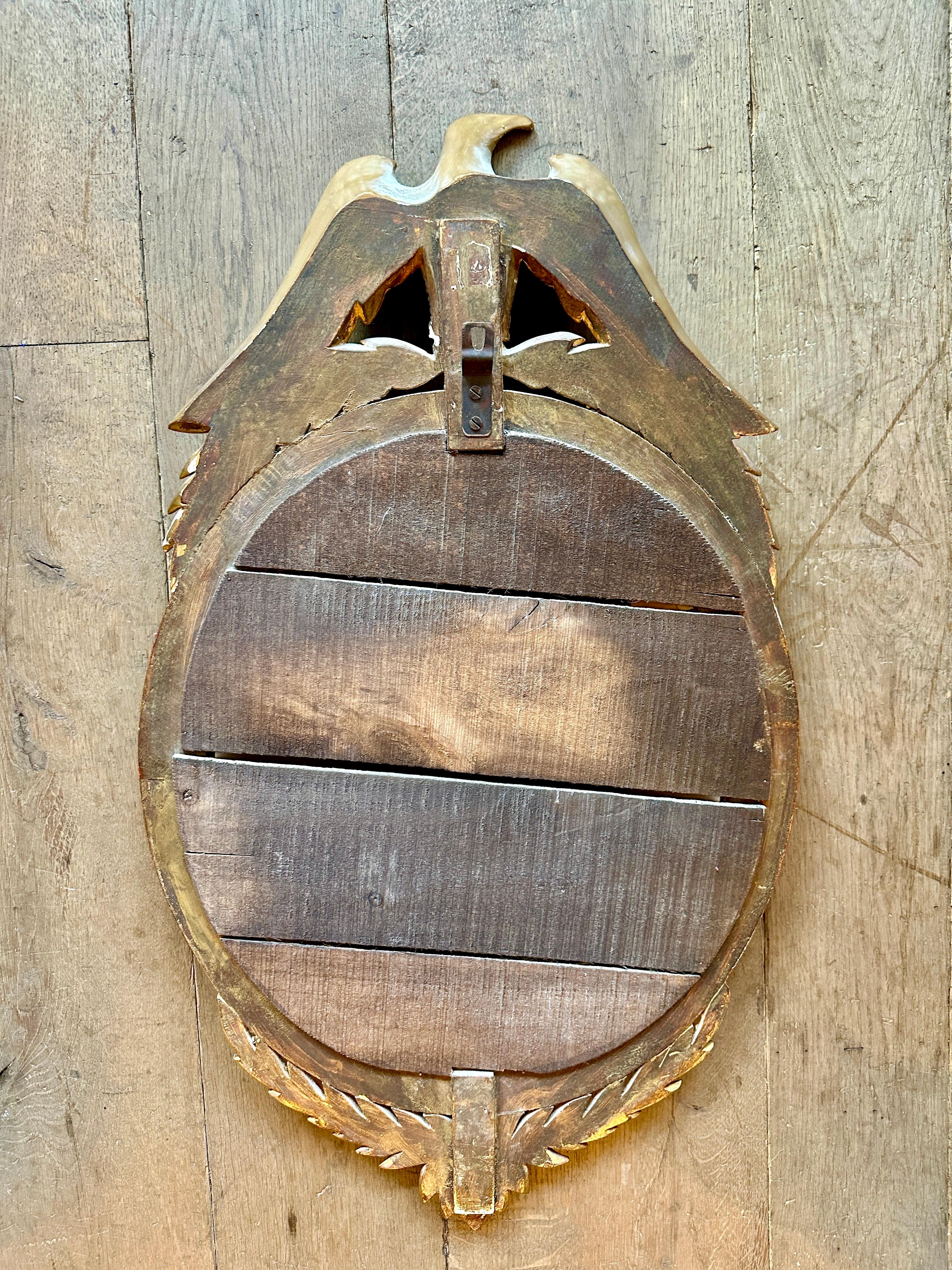 A French Gold Gilt Oval  Convex  Eagle Crested Mirror 6