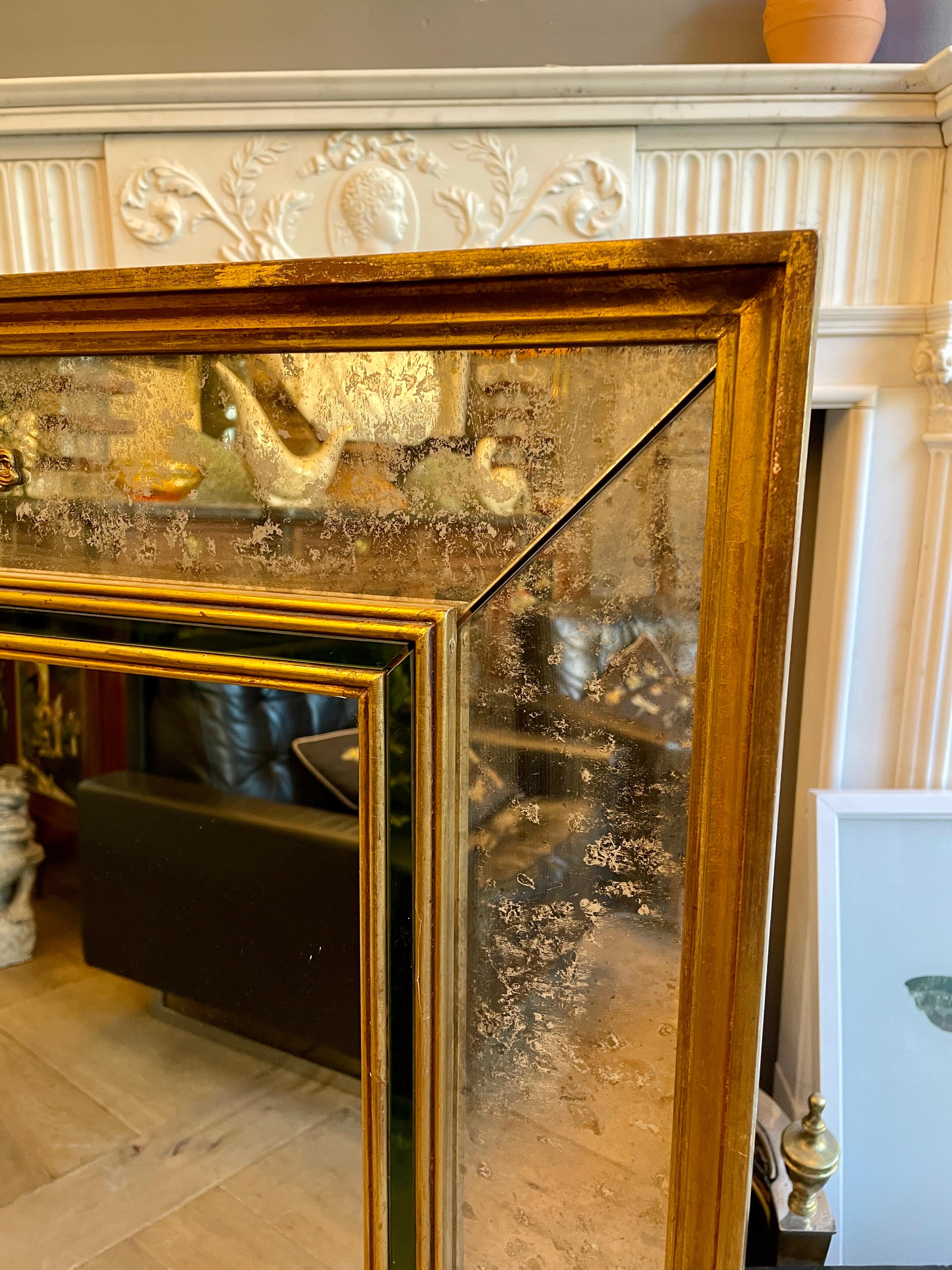 20th Century French Gold Gilt Panelled Mirror