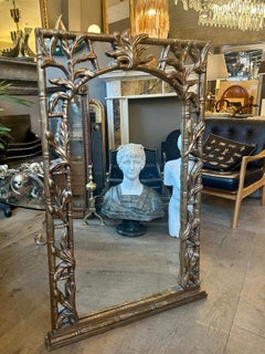A French Gold Giltwood Faux Bamboo Mirror