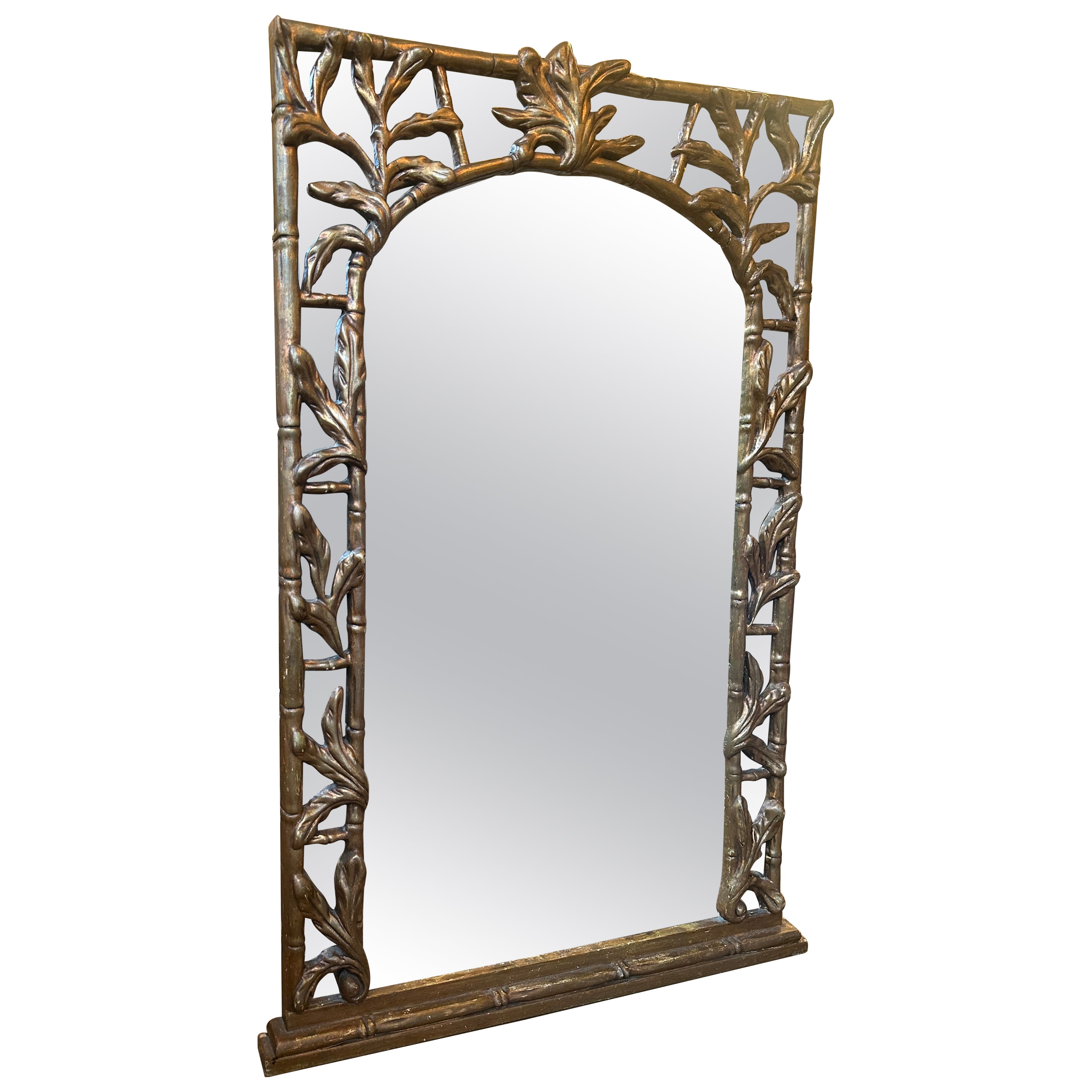 A French Gold Giltwood Faux Bamboo Mirror For Sale