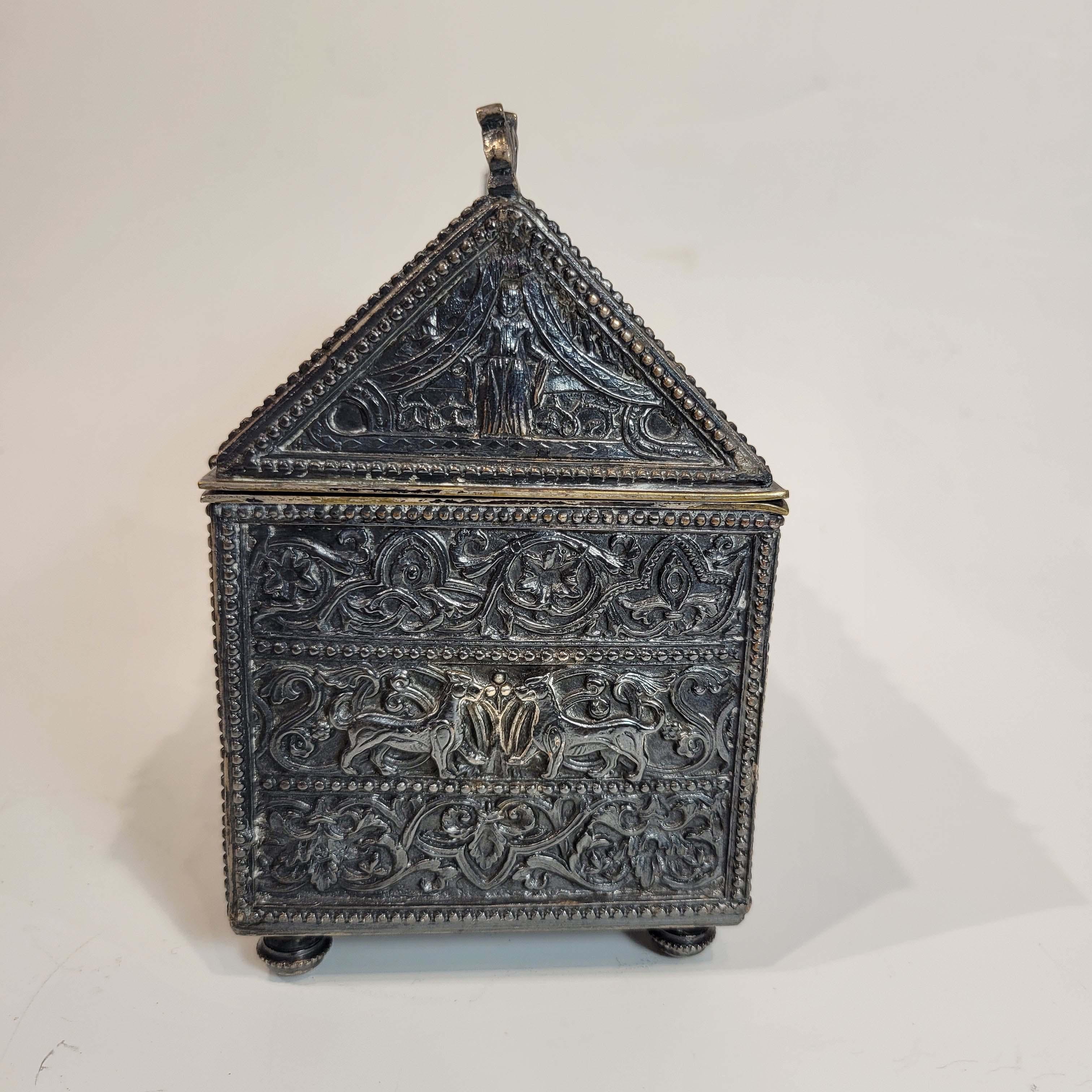 Plated French Gothic Revival Cigar Box Casket 19C.