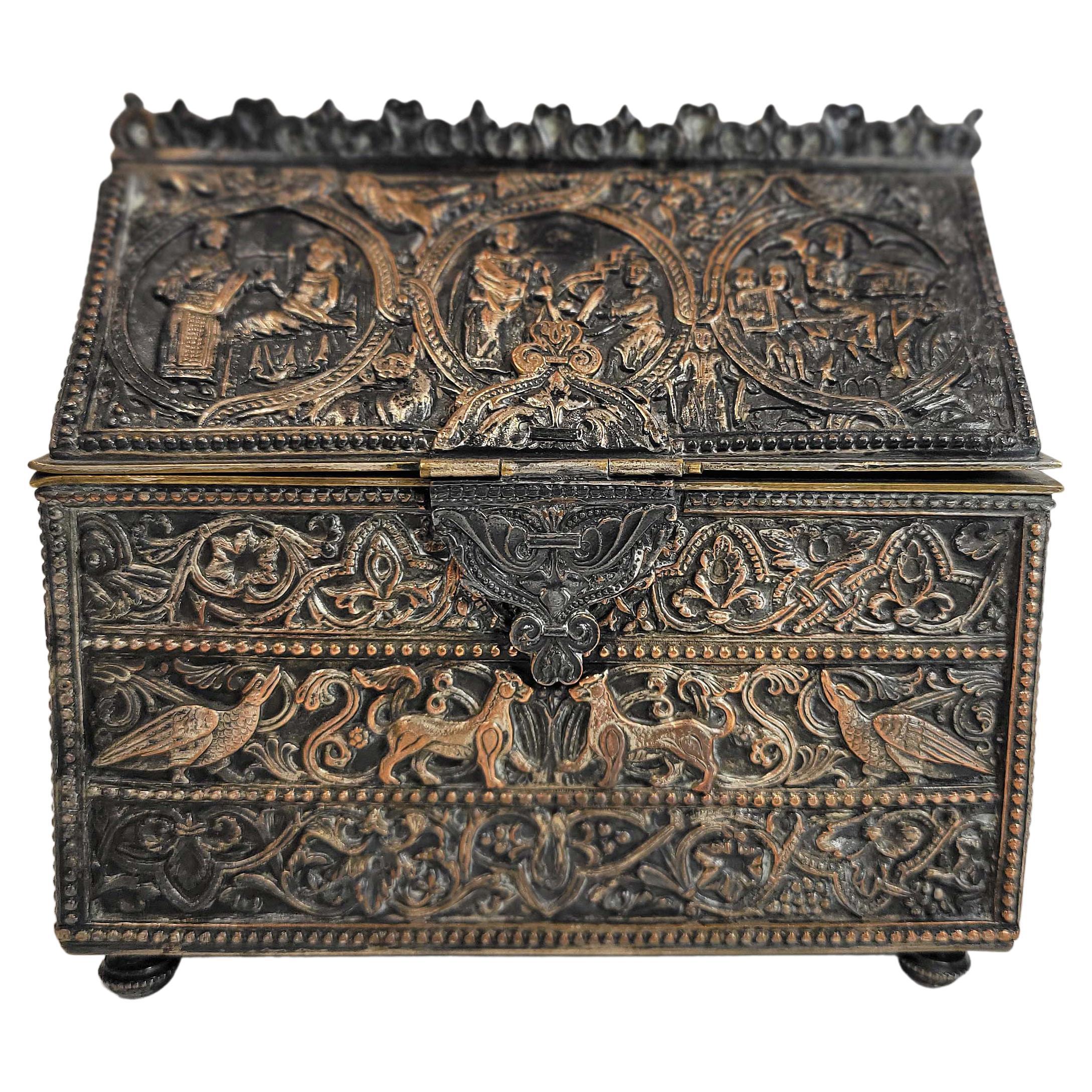 French Gothic Revival Cigar Box Casket 19C.