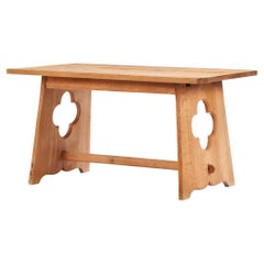 A French Gothic Style Solid Oak Dining Table, C. 1940.