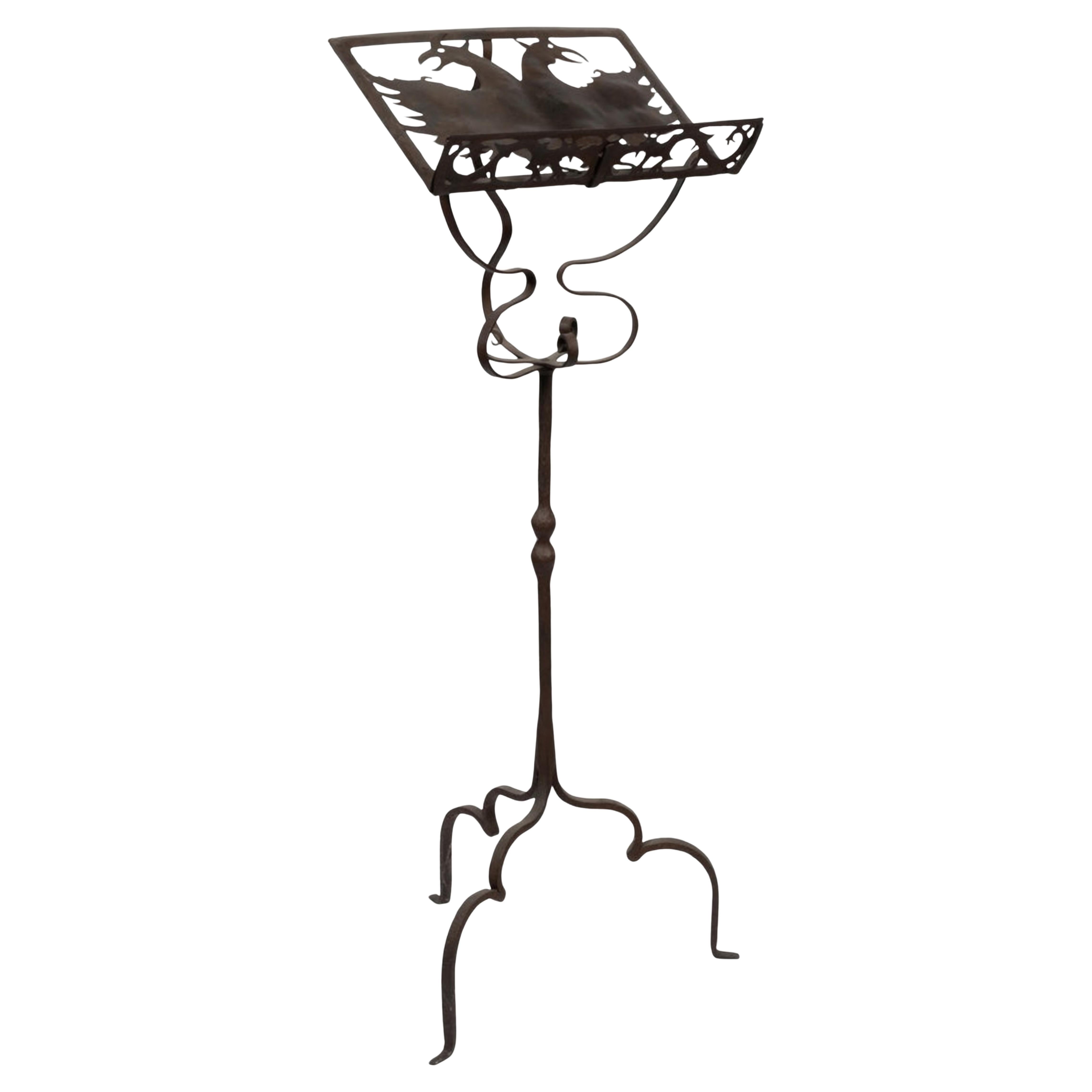 Pupitre à musique en fer forgé de style gothique français, 19e siècle