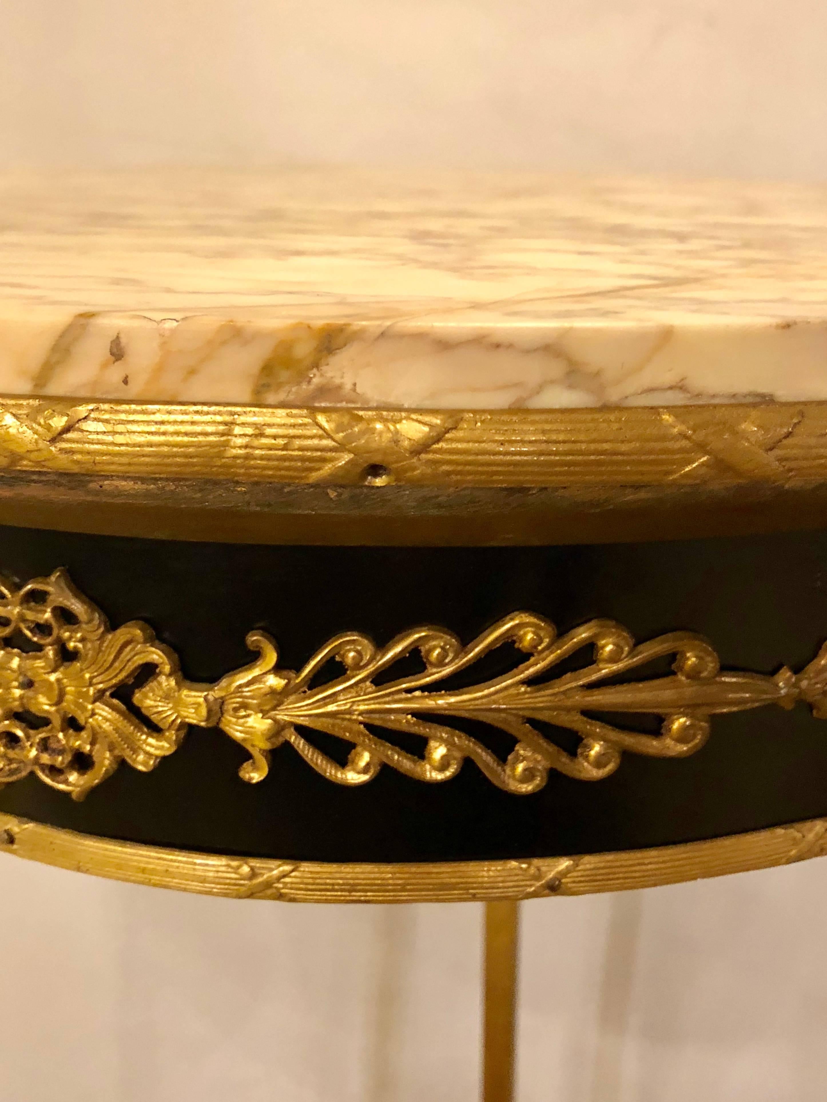 French Gueridon Centre or End Table with a Marble Top and Bronze Mounts In Good Condition In Stamford, CT