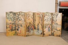 A French Hand-Painted Folding Screen or Room Divider, 19th Century
