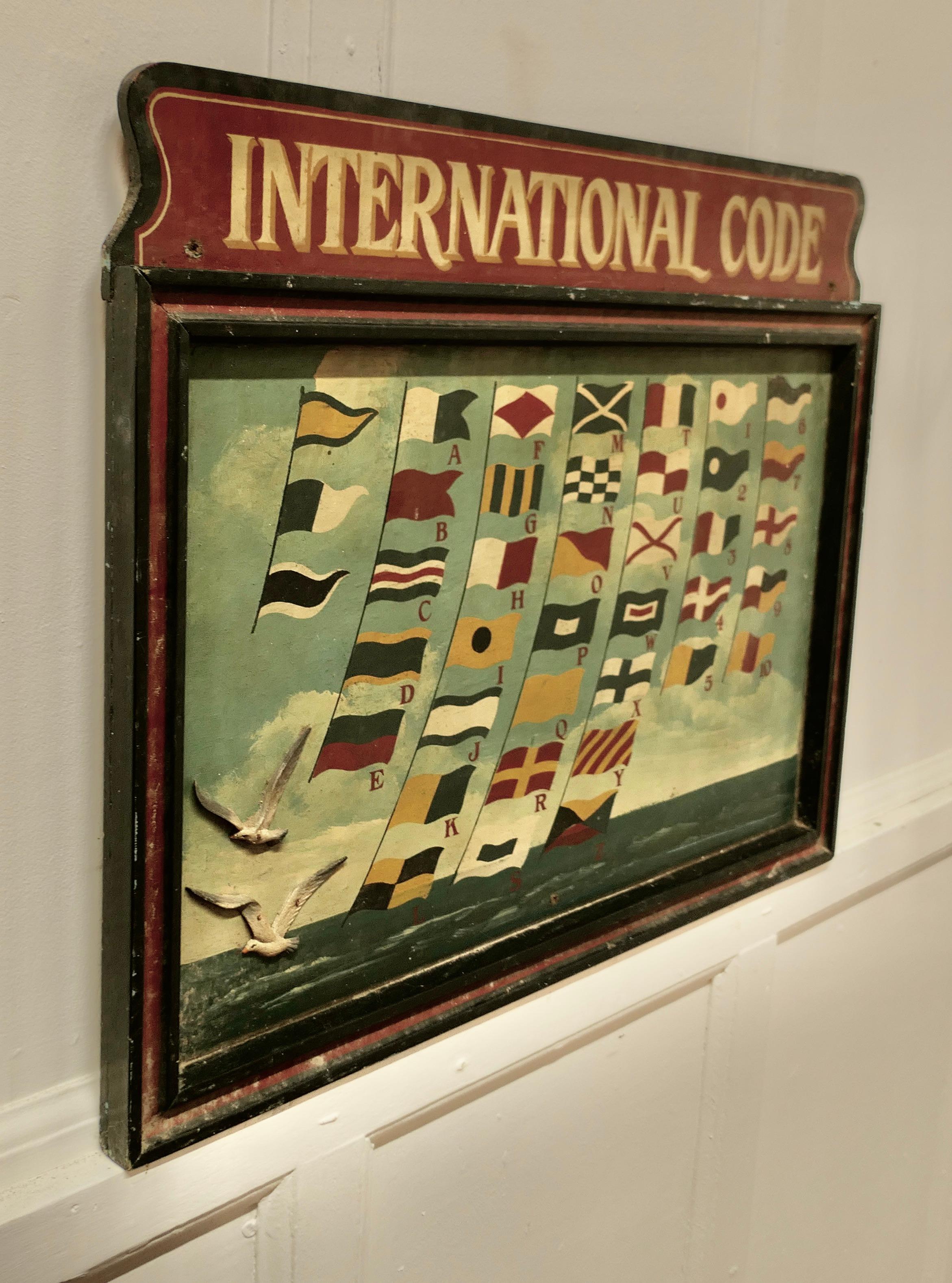 Wood A French Hand Painted International Code of Semaphore Signals     