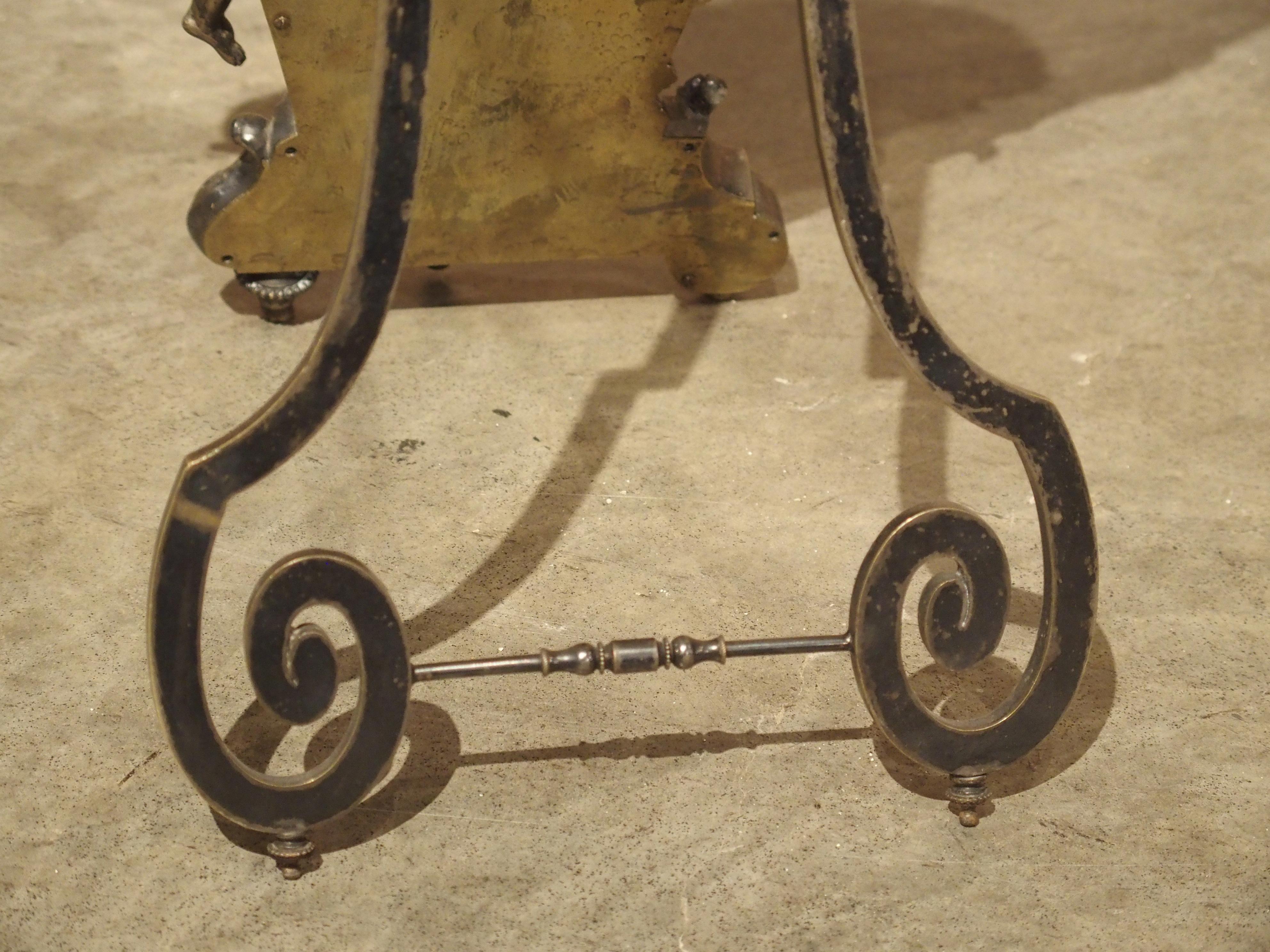 French Harp Form Table Mirror in Silvered Bronze, circa 1890 9