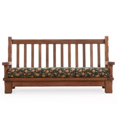 A French Heavy Oak Brutalist style Open Arm Sofa Frame, C. 1960.