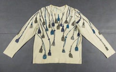 A French Henry à la Pensée Printed Knitwear Sweater Circa 1960